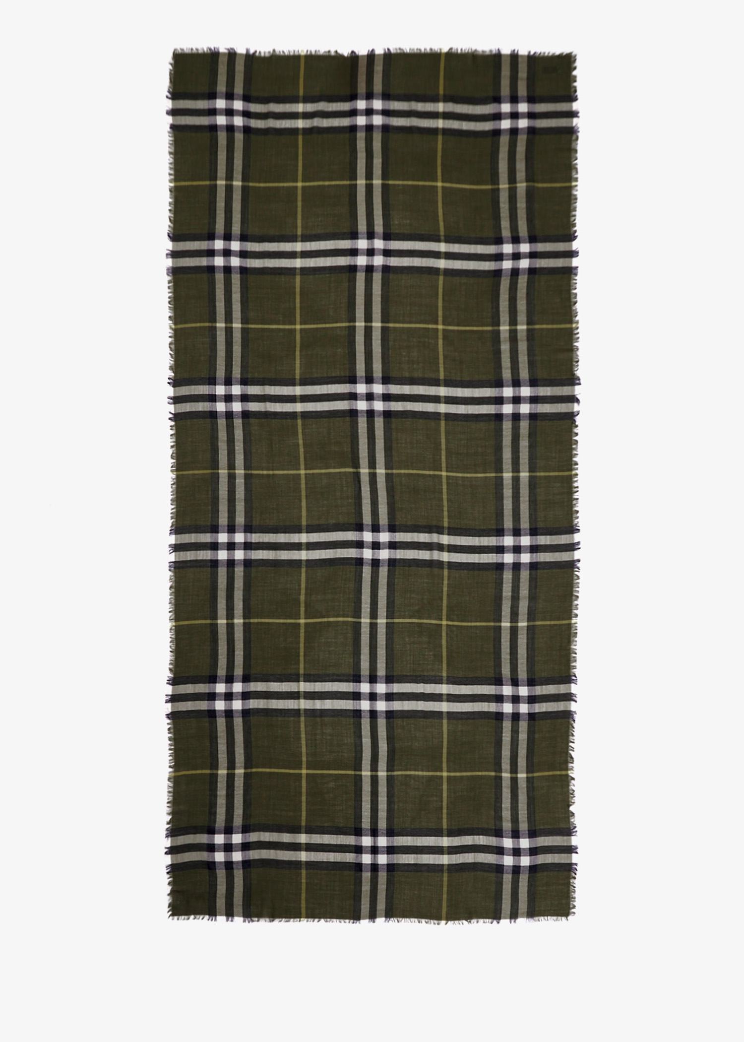 

Wide Check wool scarf, Khaki