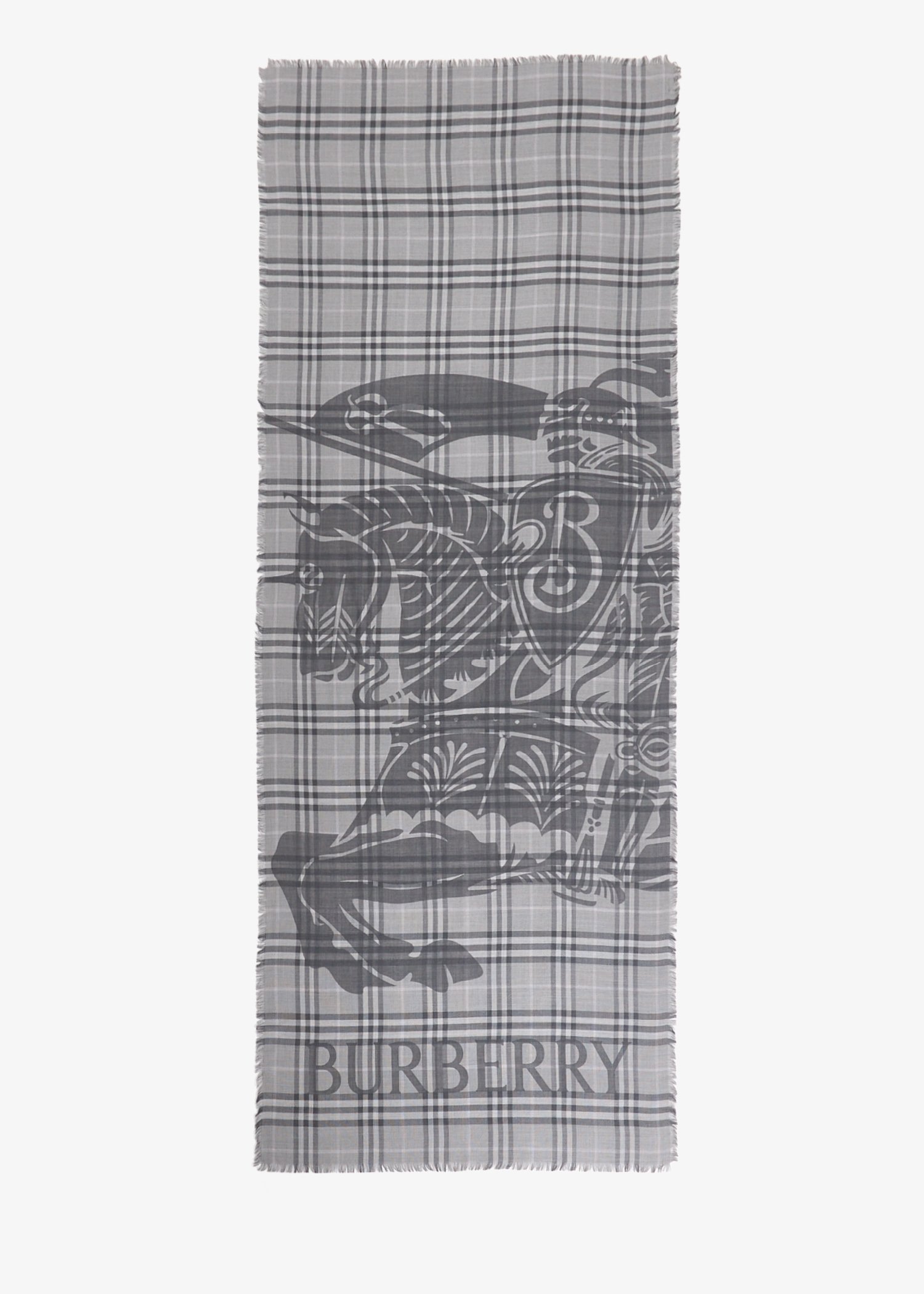 

Equestrian Knight Check wide scarf, Grey
