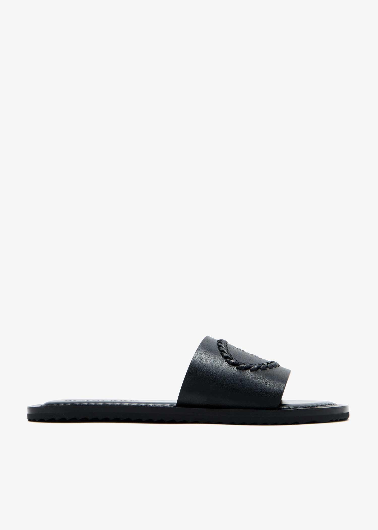 

Leather Knight Stamp slide sandals, Black