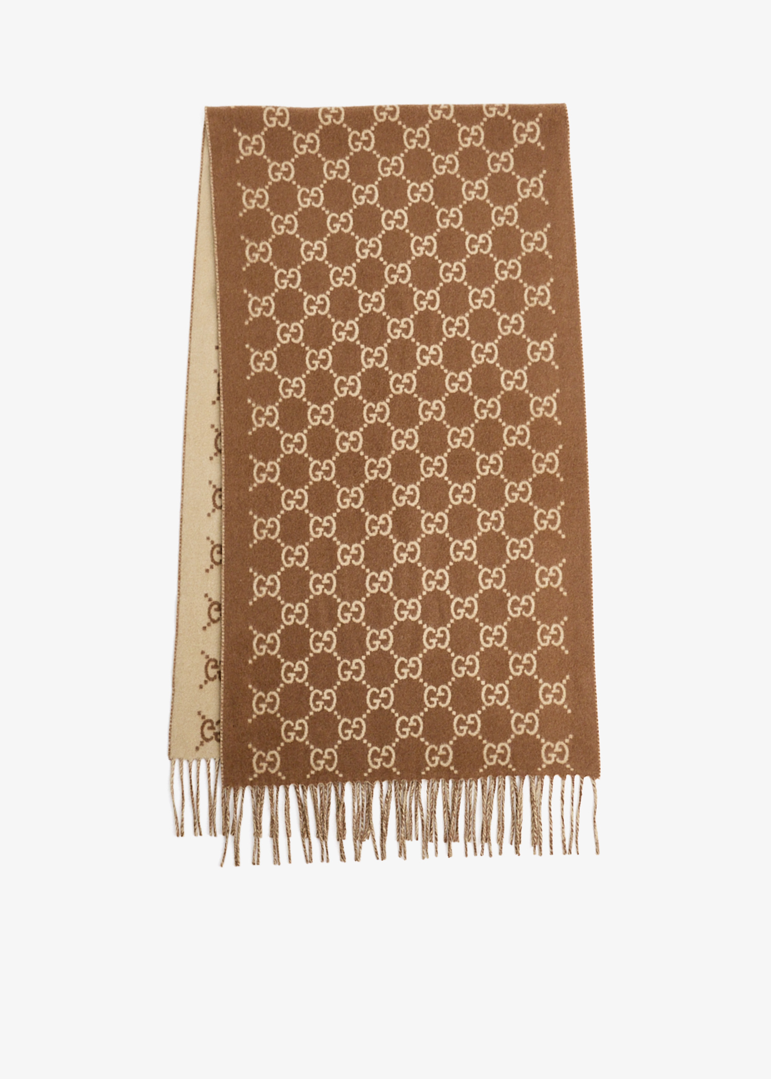 

GG monogram cashmere scarf, Beige