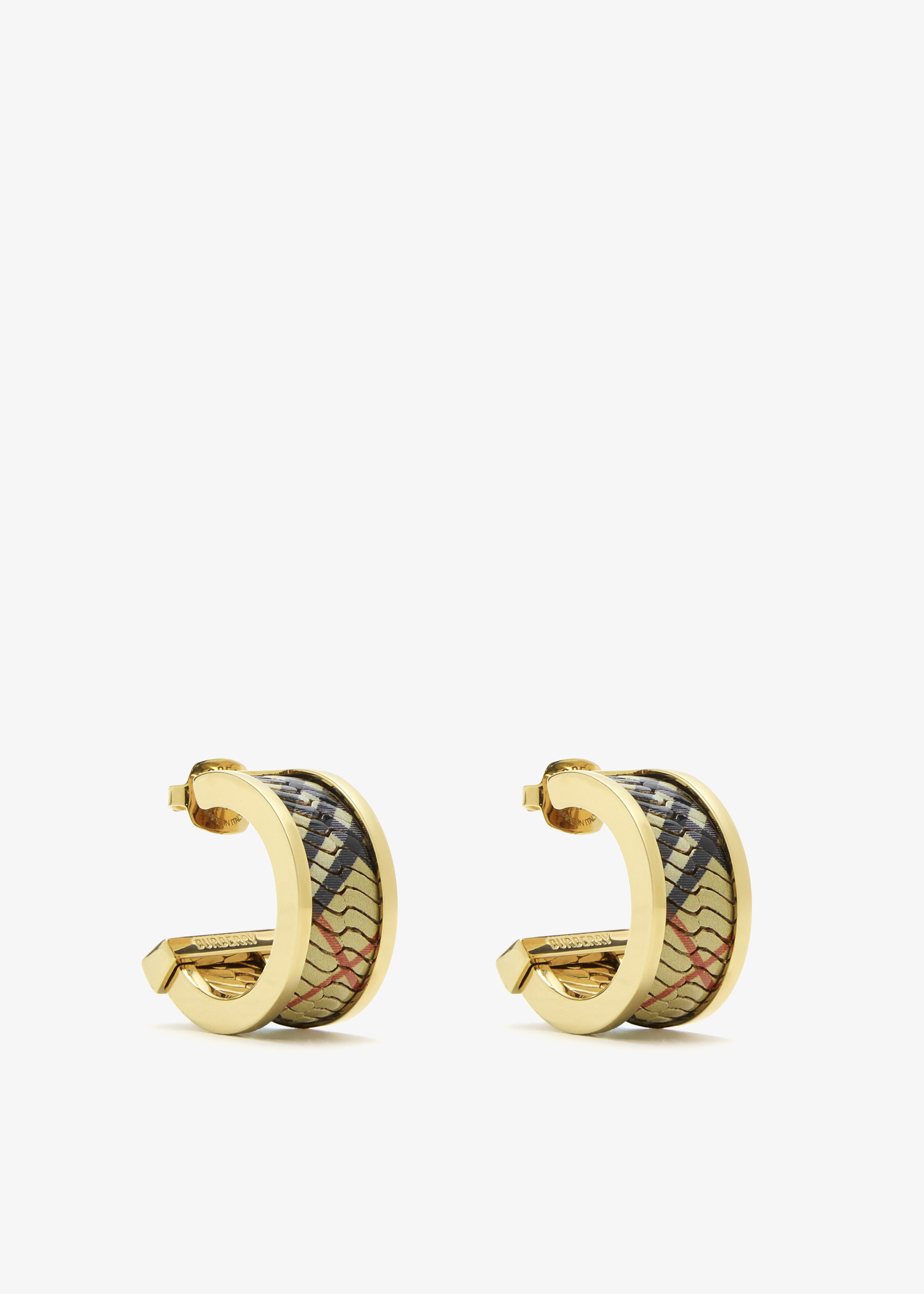 

Check Print hoop earrings, Gold