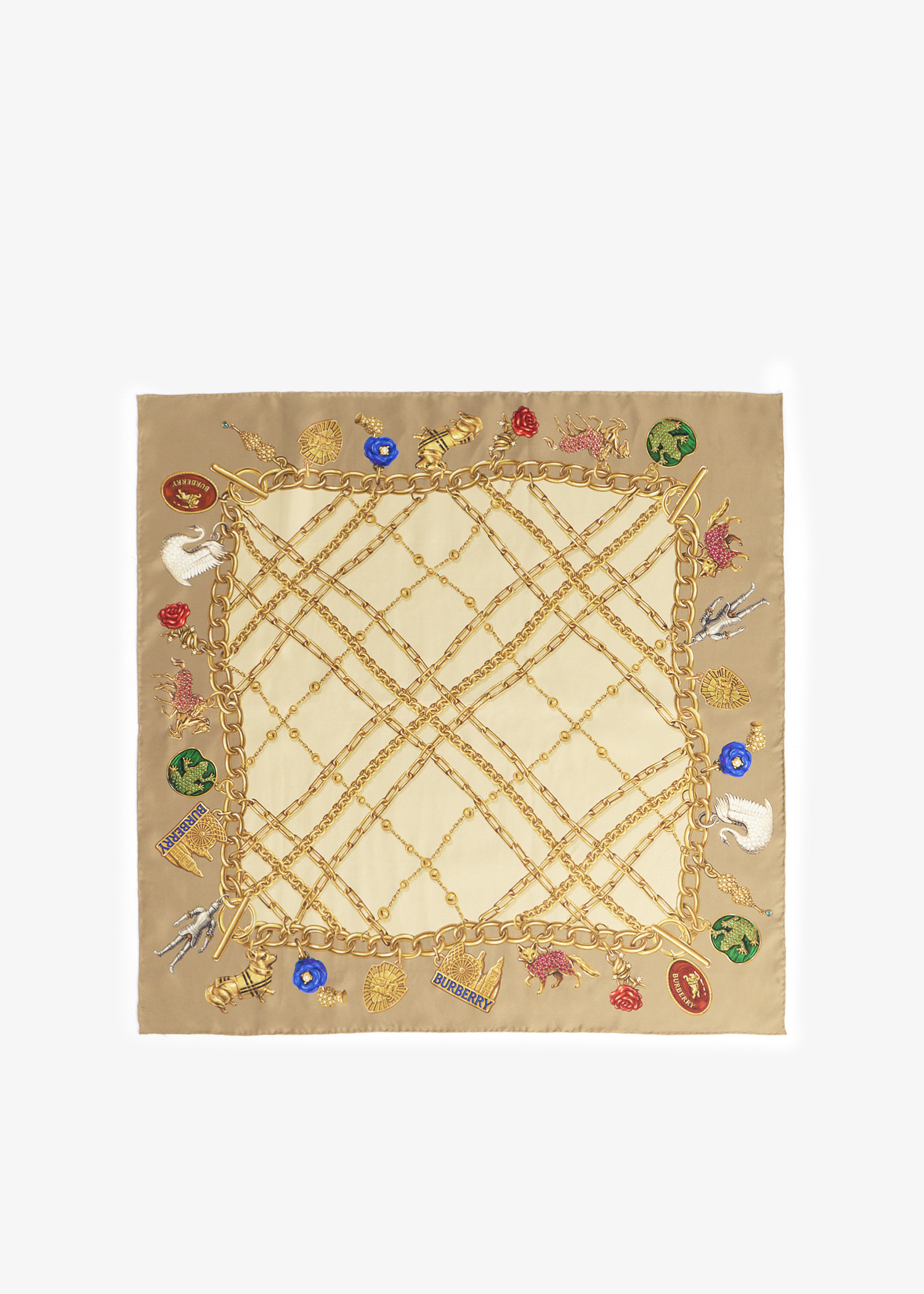 

Check Charm silk scarf, Beige