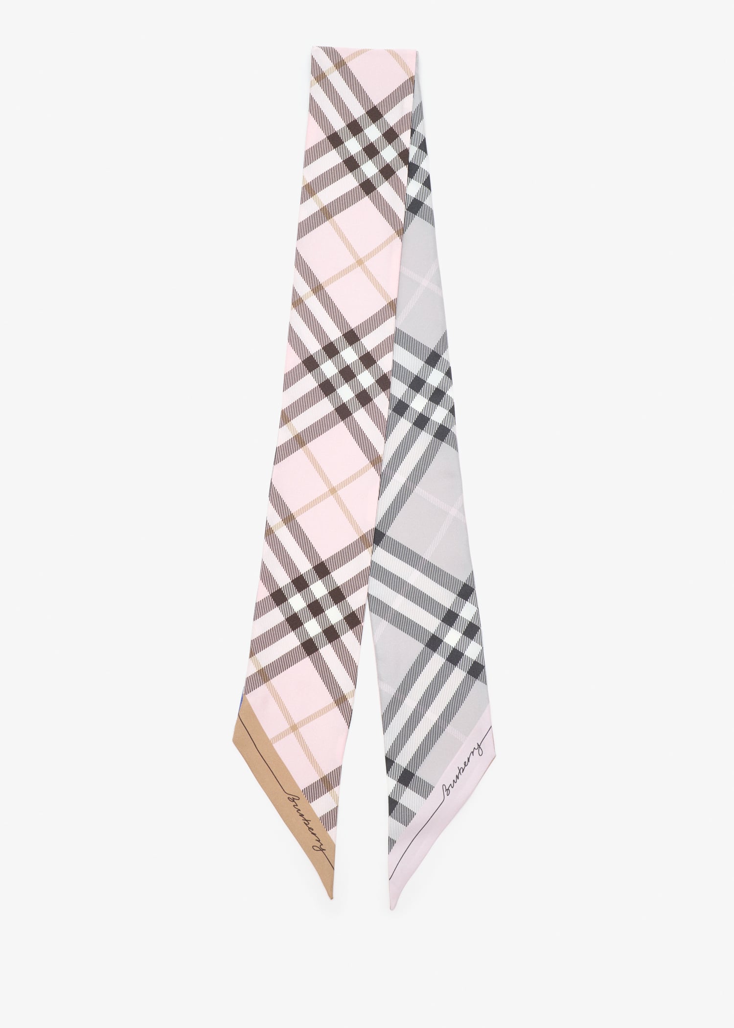 

Skinny Contrast Check silk scarf, Printed