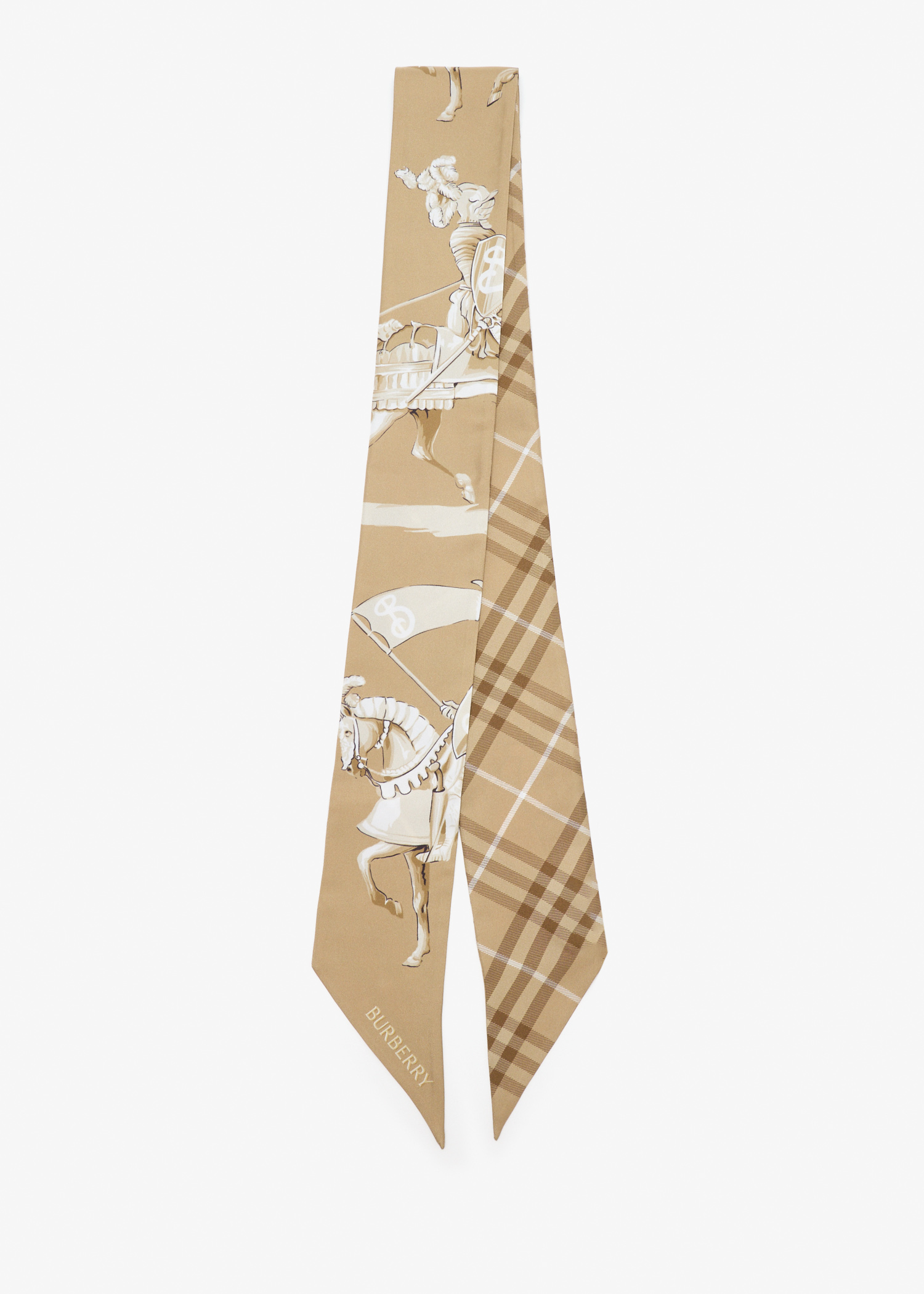 

Skinny Archive Knight silk scarf, Beige
