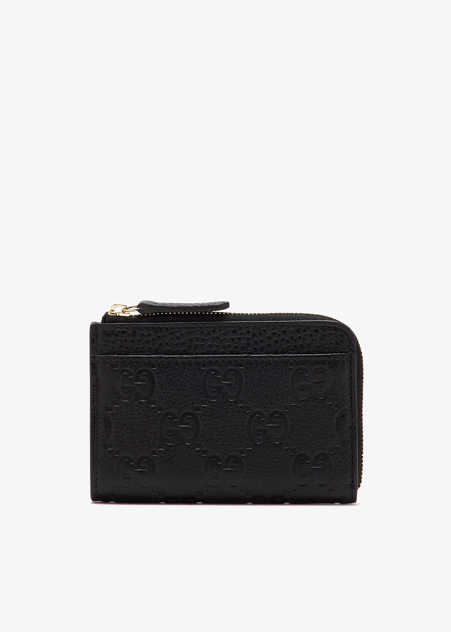 

GG Emblem zip card case, Black