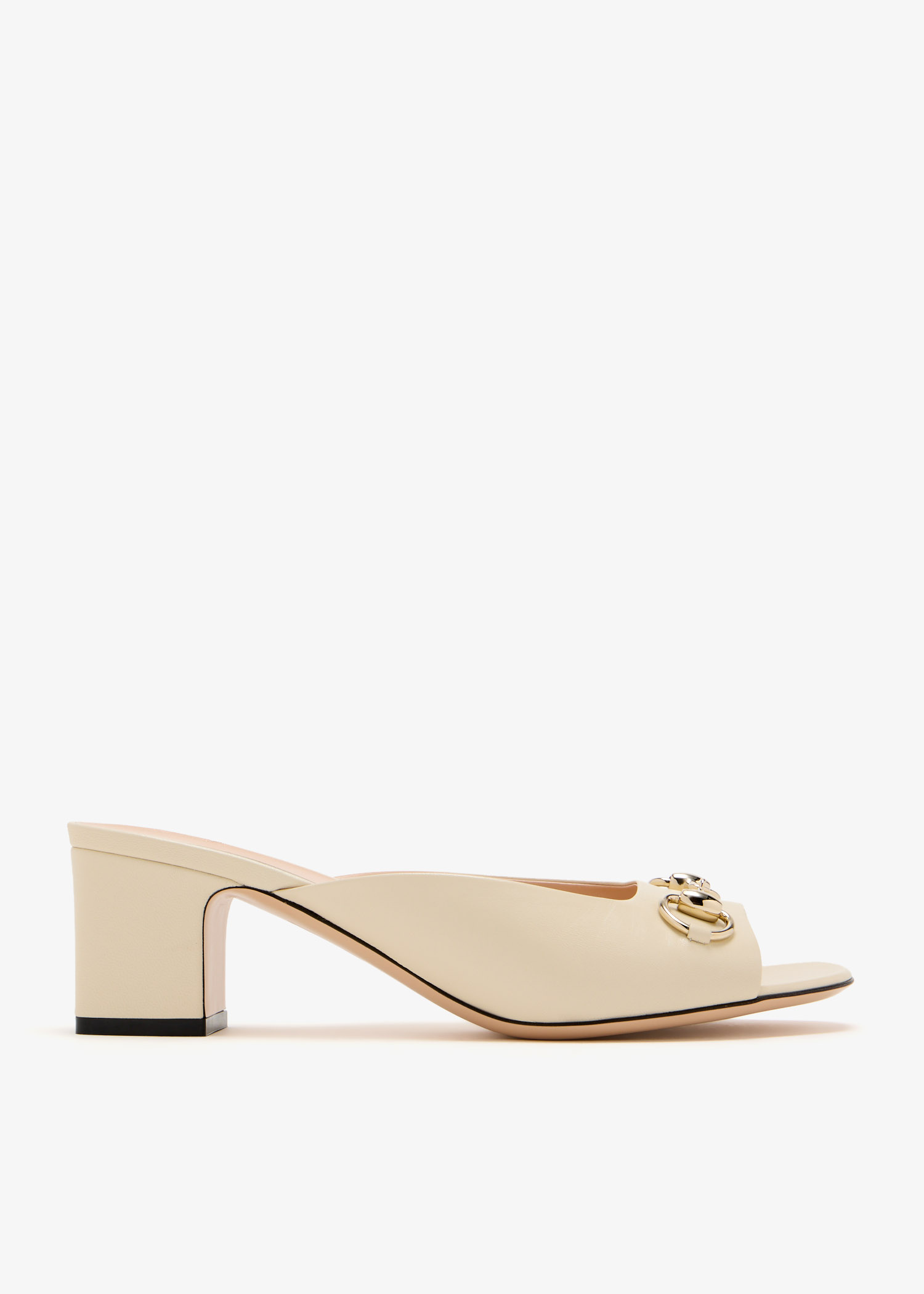 

Horsebit slide sandals, Cream