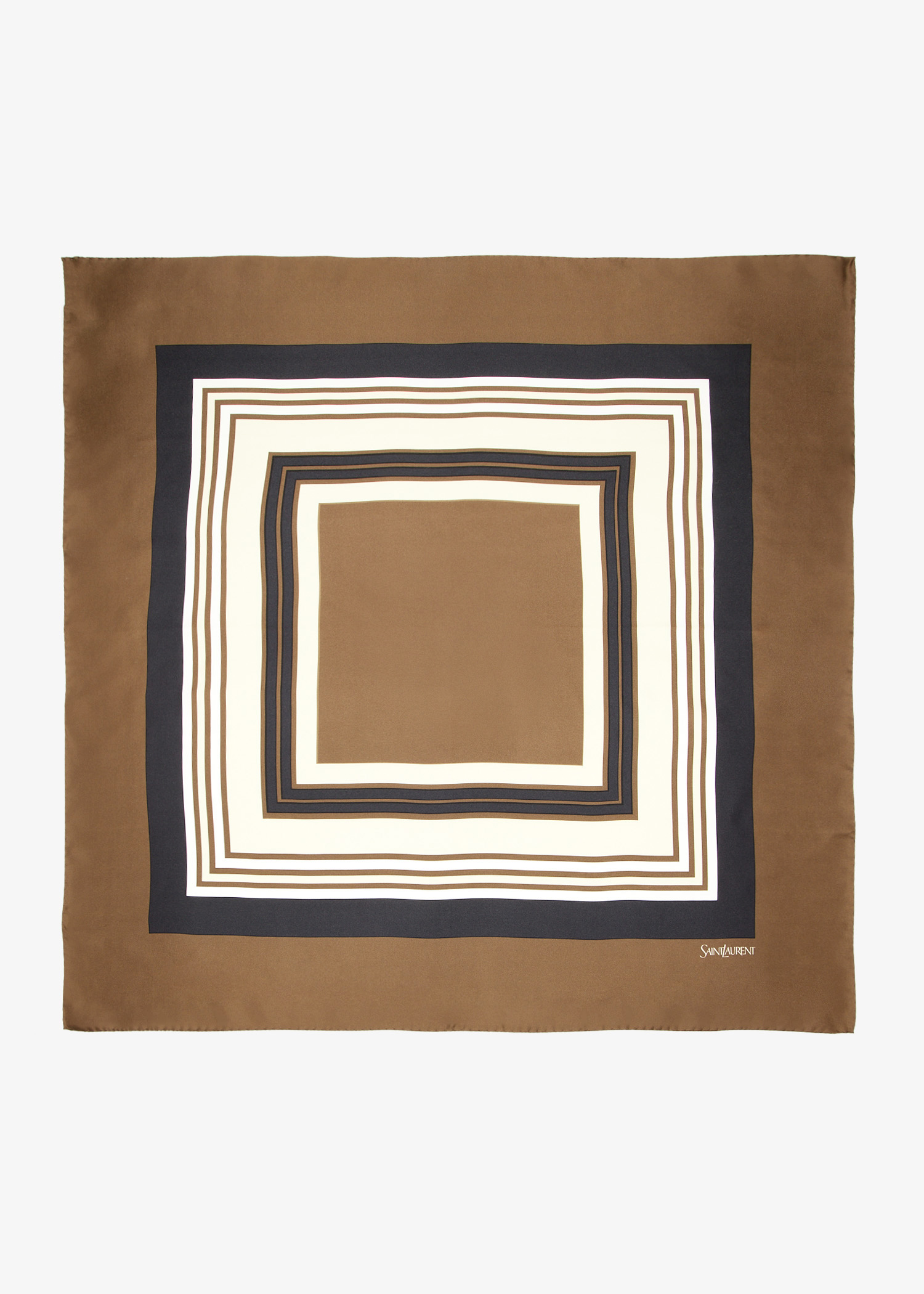 

Square silk twill scarf, Brown