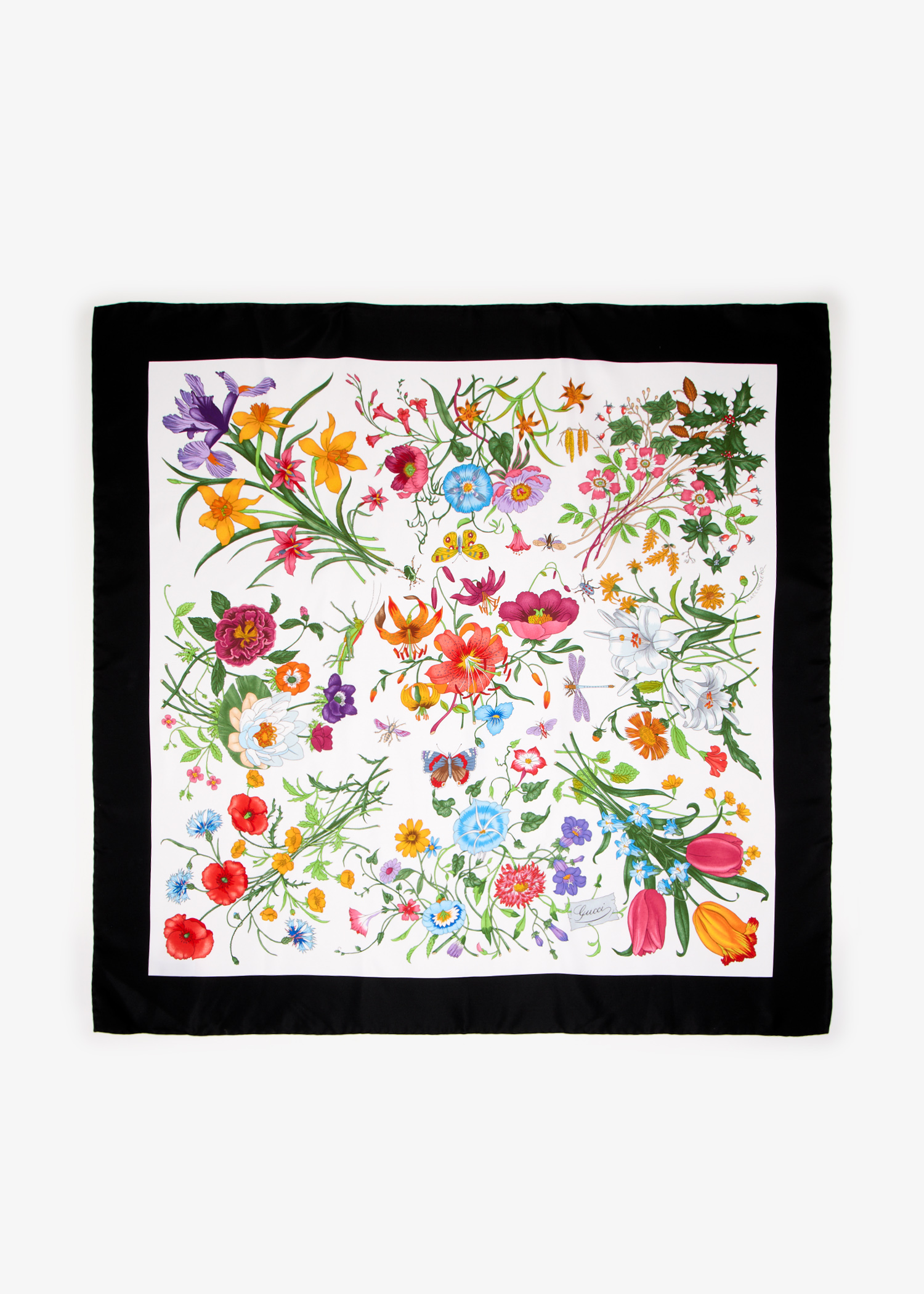

Flora print silk carré scarf, Printed