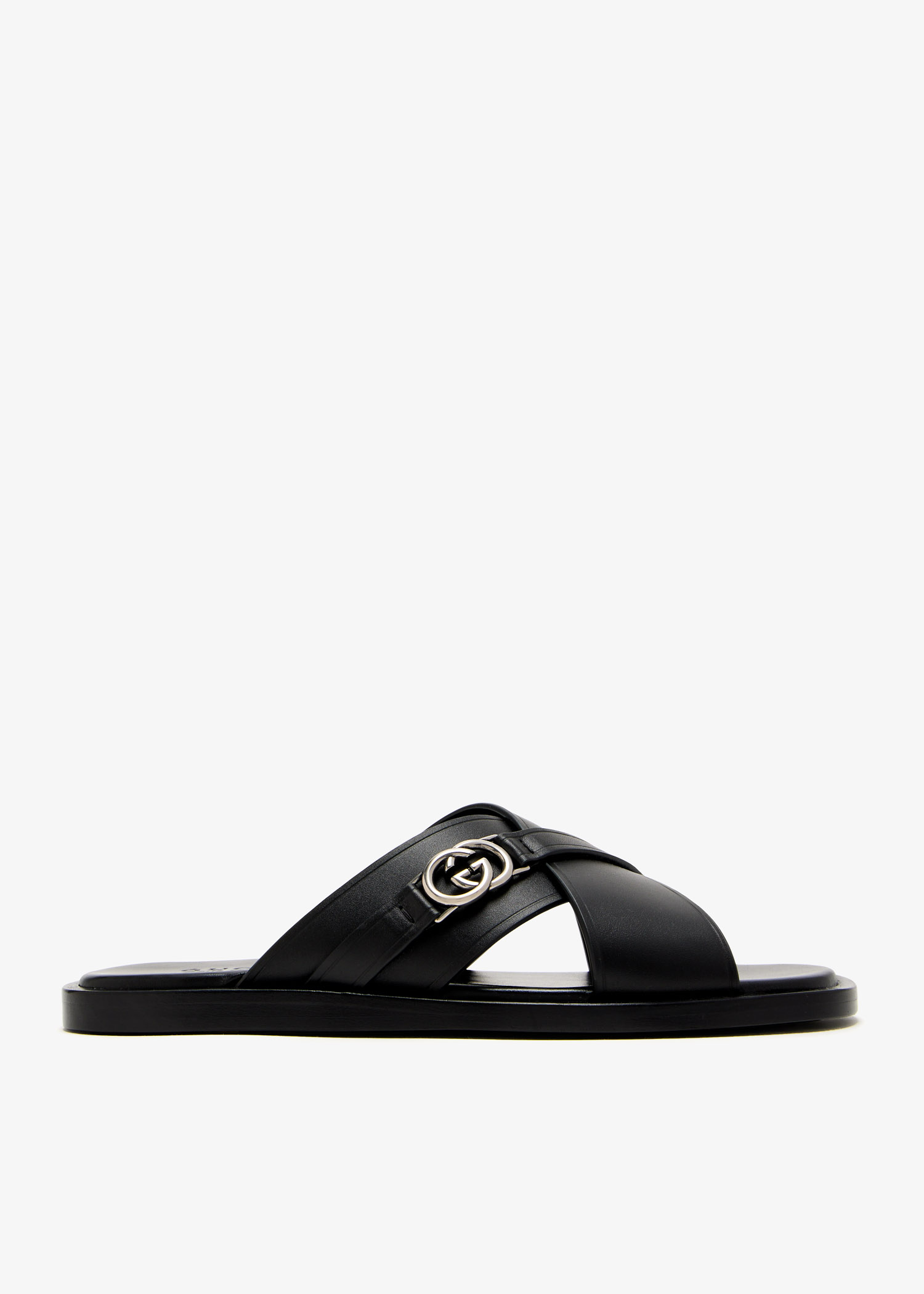 

Interlocking G slide sandals, Black