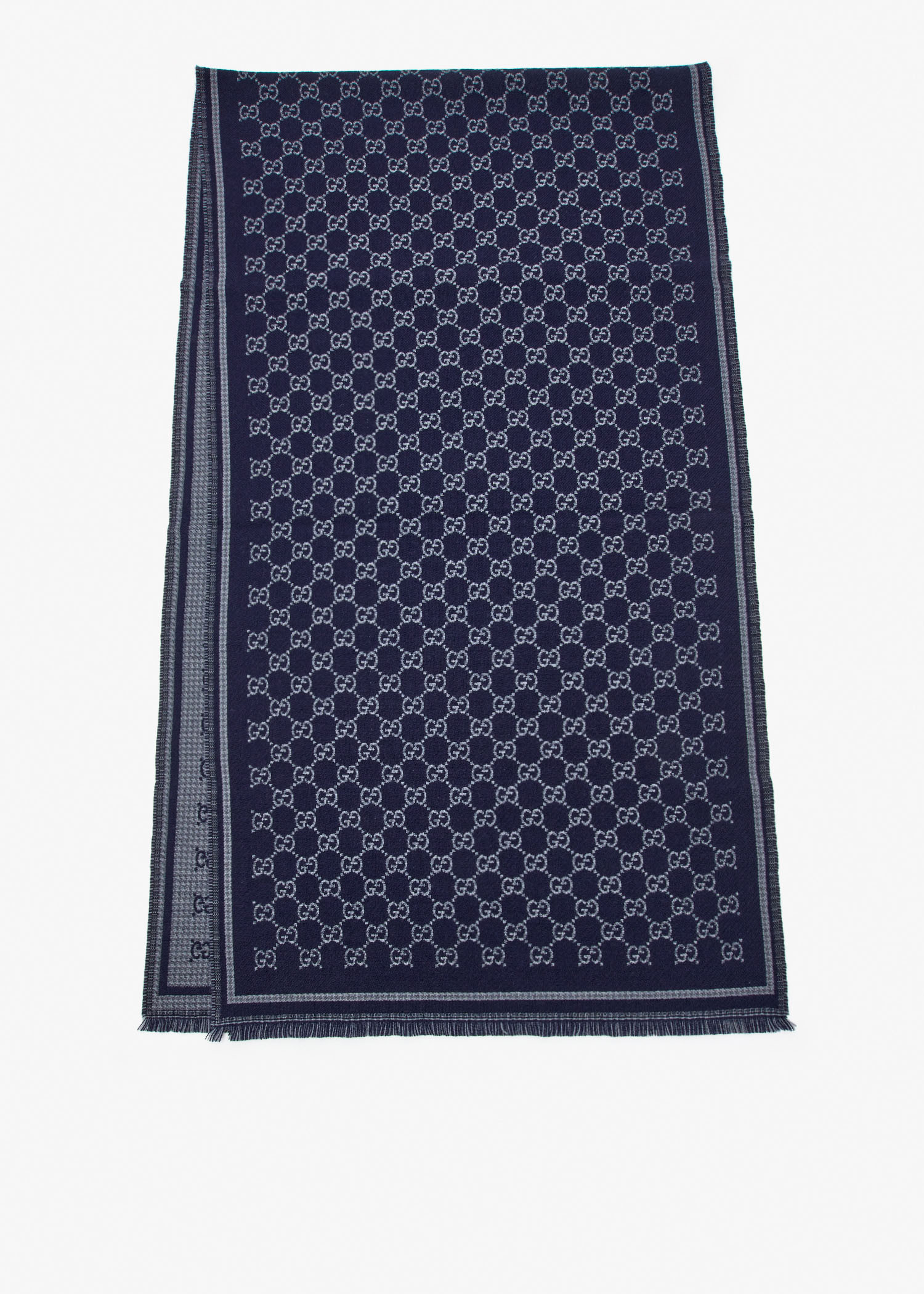 

GG wool jacquard scarf, Blue