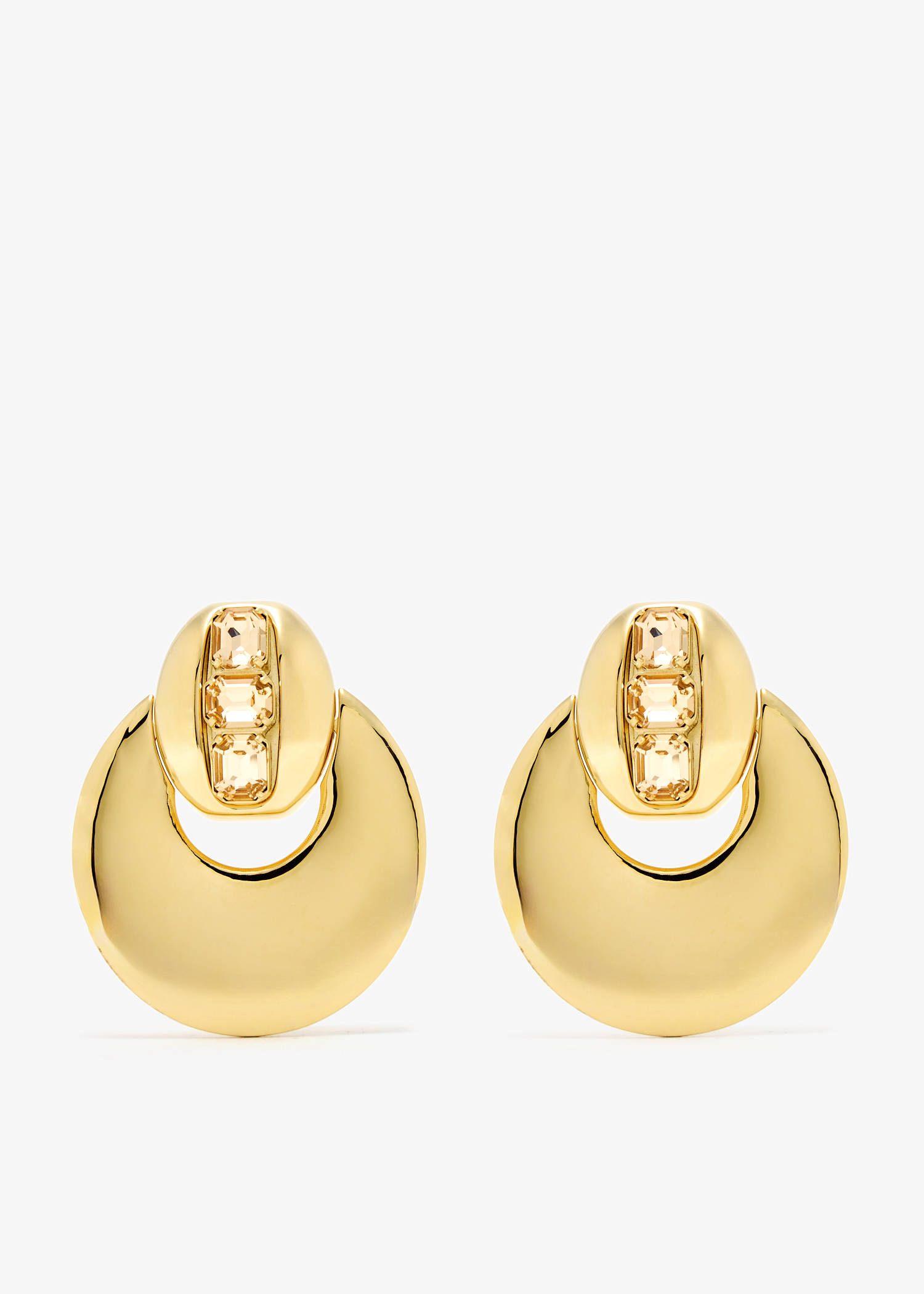 

Rhinestone disc earrings, Gold