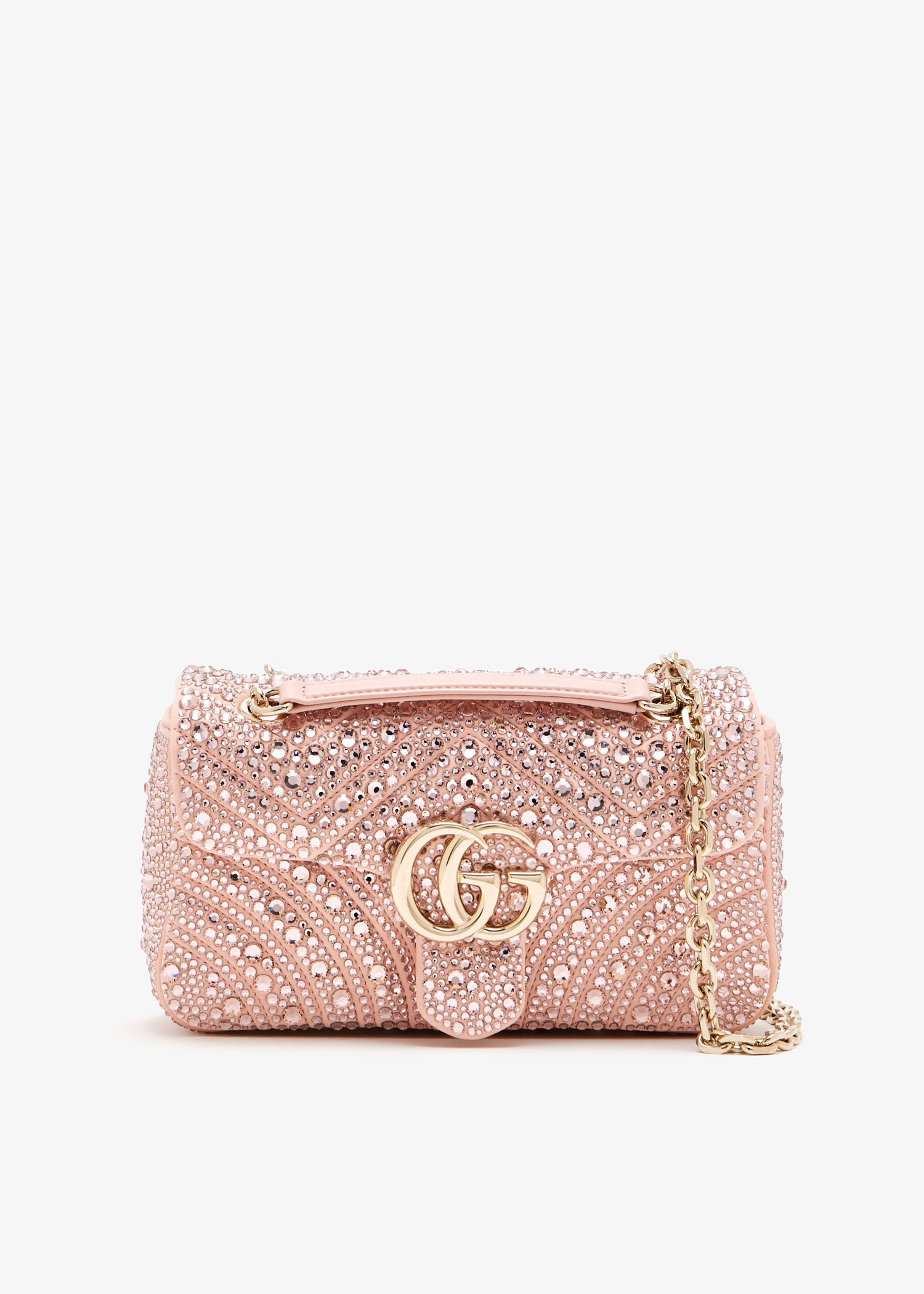 

GG Marmont crystals small shoulder bag, Pink