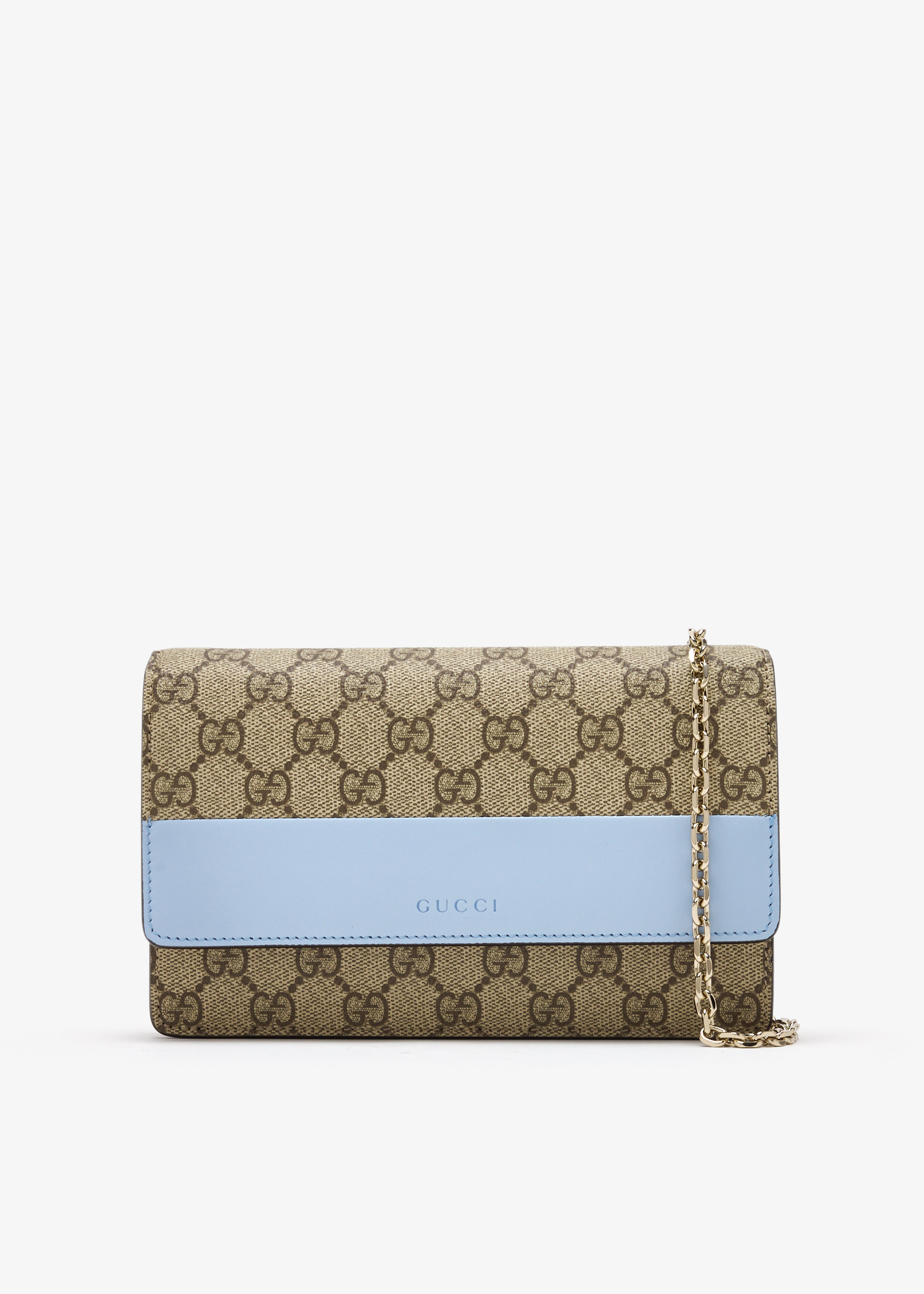 

GG Emblem chain wallet, Printed