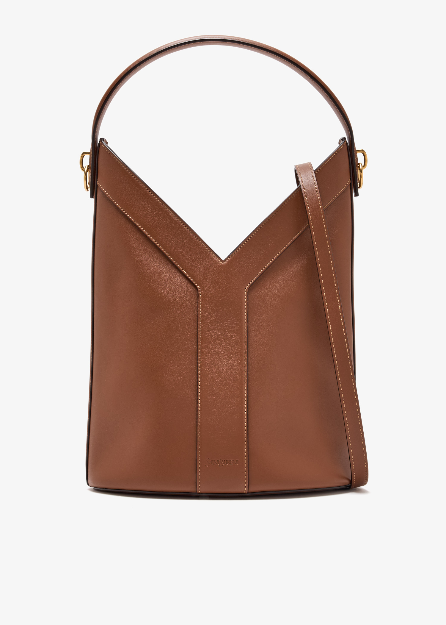 

Y top-handle bucket bag, Brown