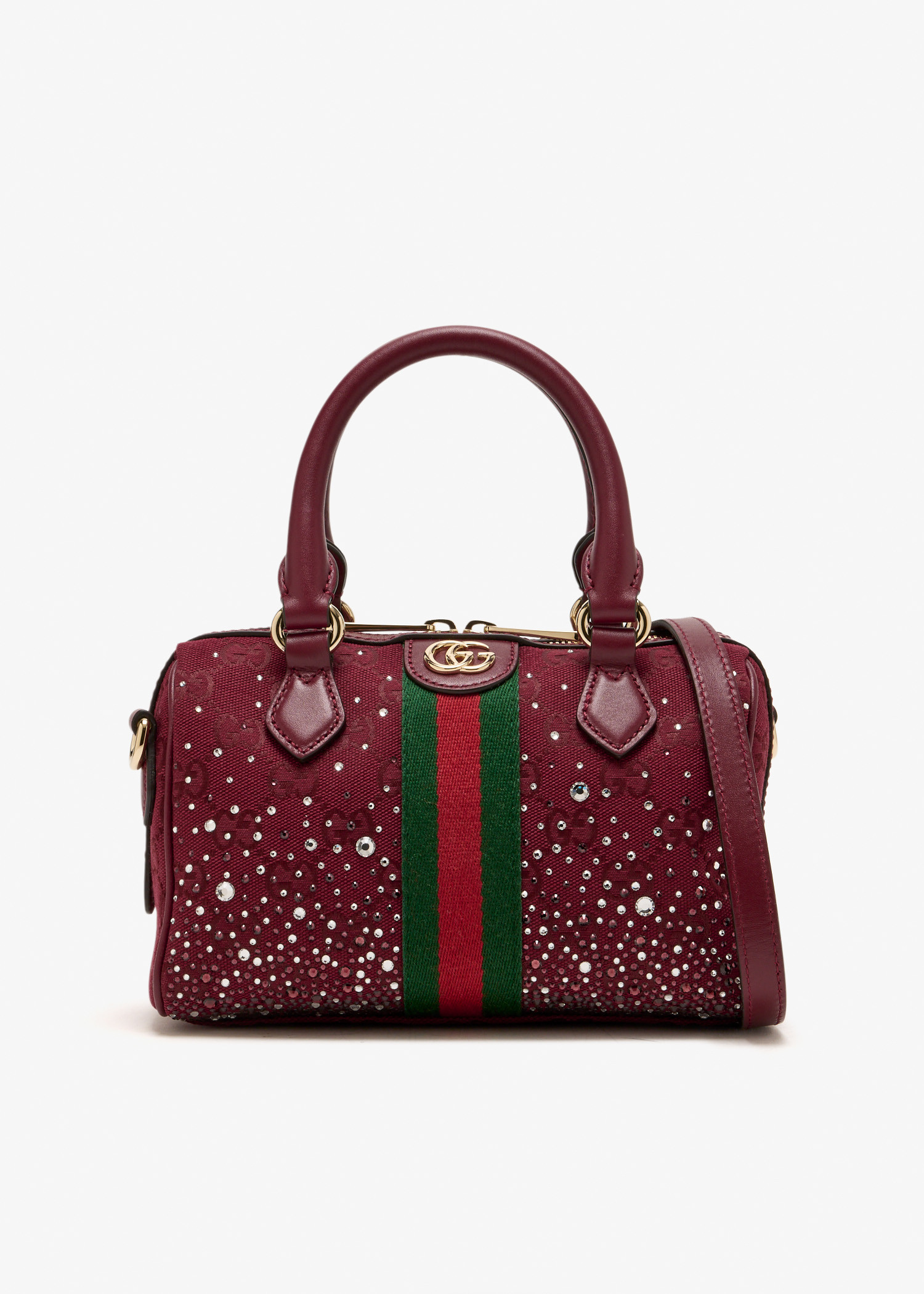 

Ophidia crystals small boston bag, Red