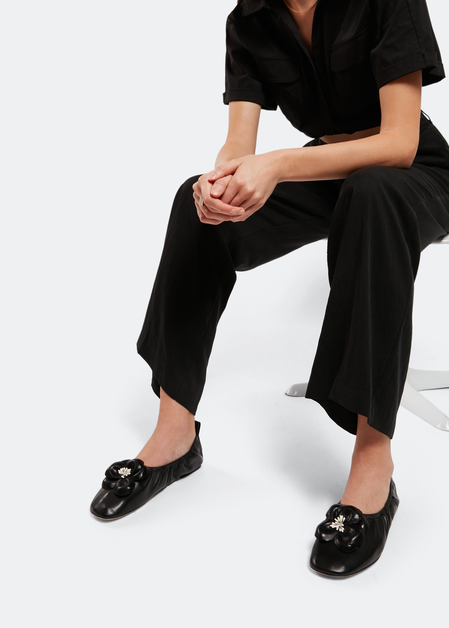 

Flower Scrunch ballet flats, Black