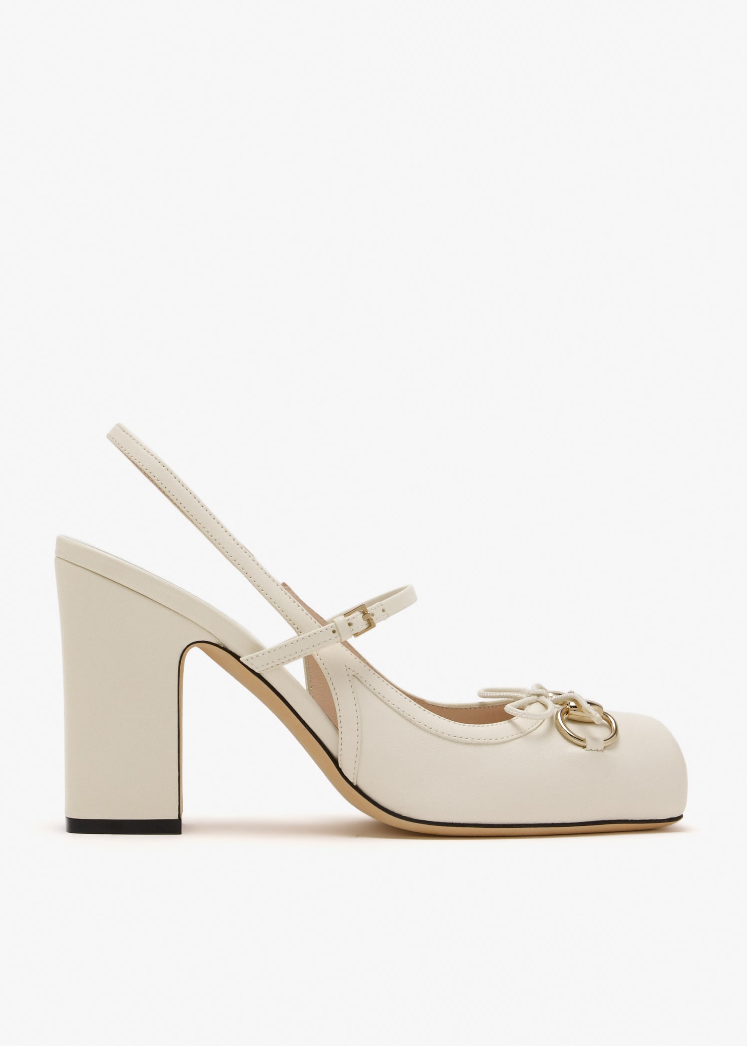 

Horsebit 95 slingback pumps, White