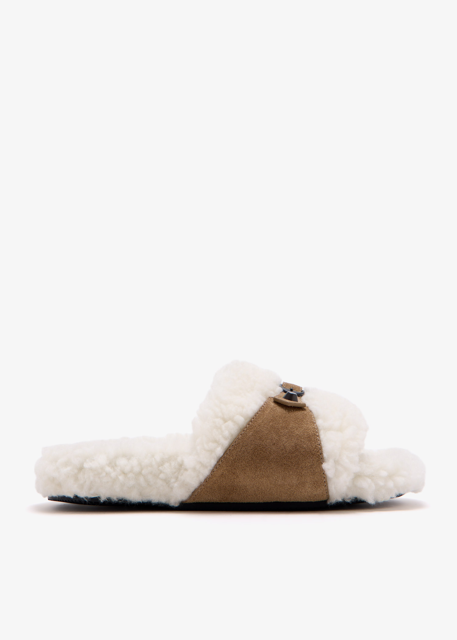 

Furry slide sandals, Brown