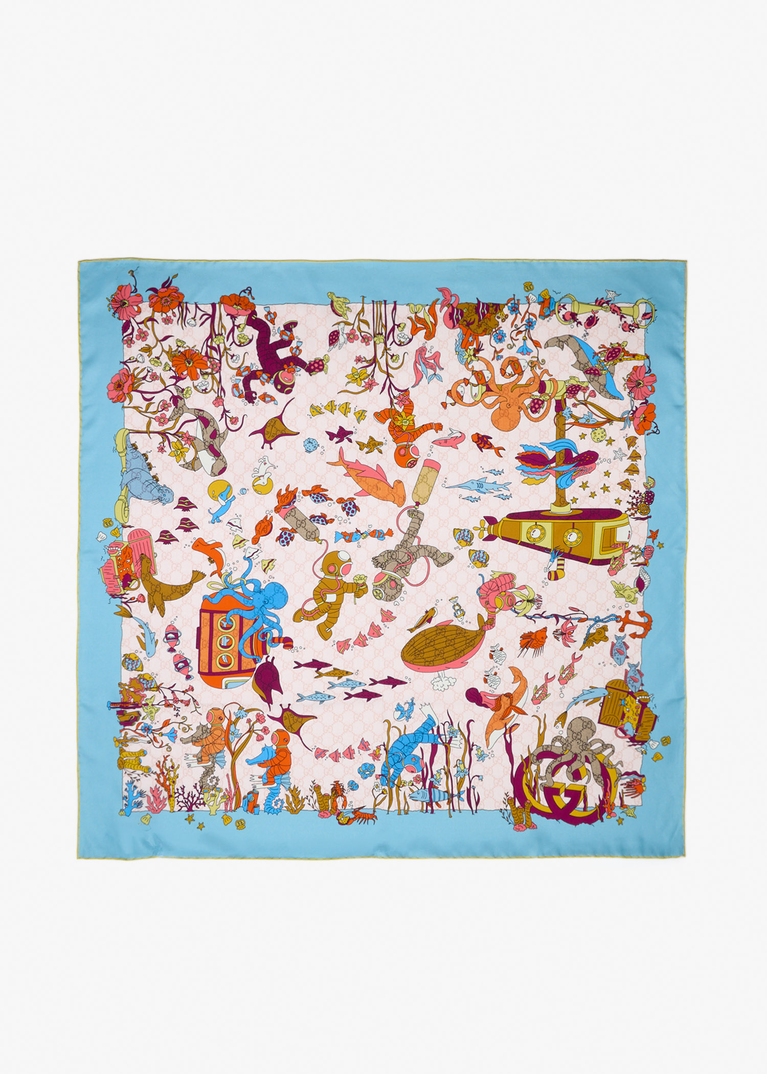 

Printed silk carré, Blue