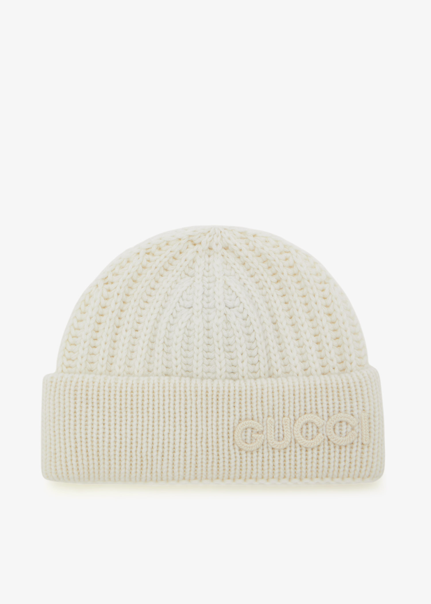 

Logo wool cashmere hat, White