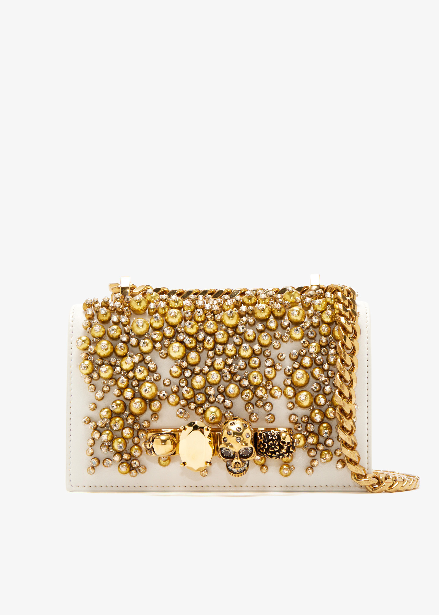 

Mini Jewelled satchel, White