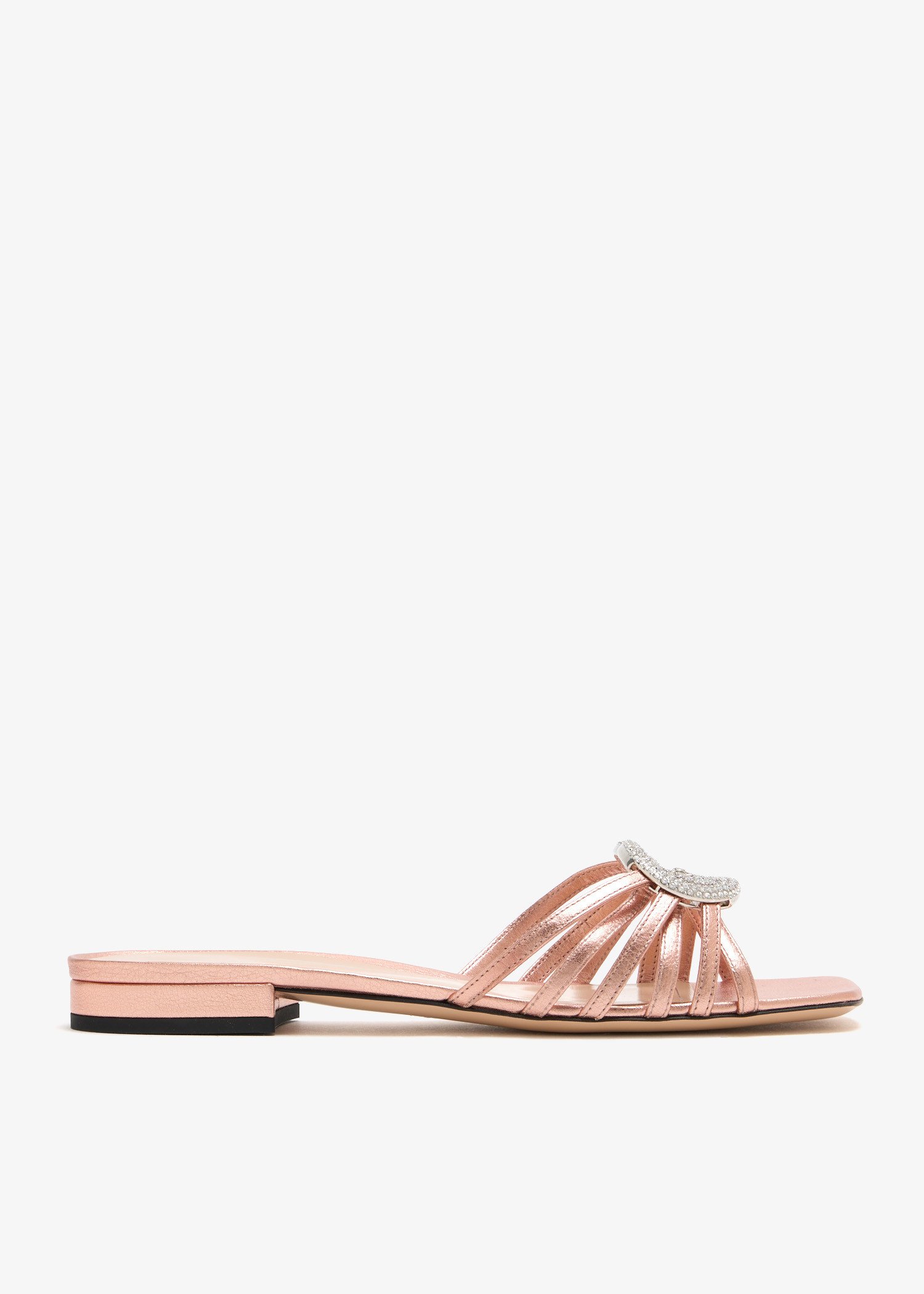 

Interlocking G crystal flat sandals, Pink