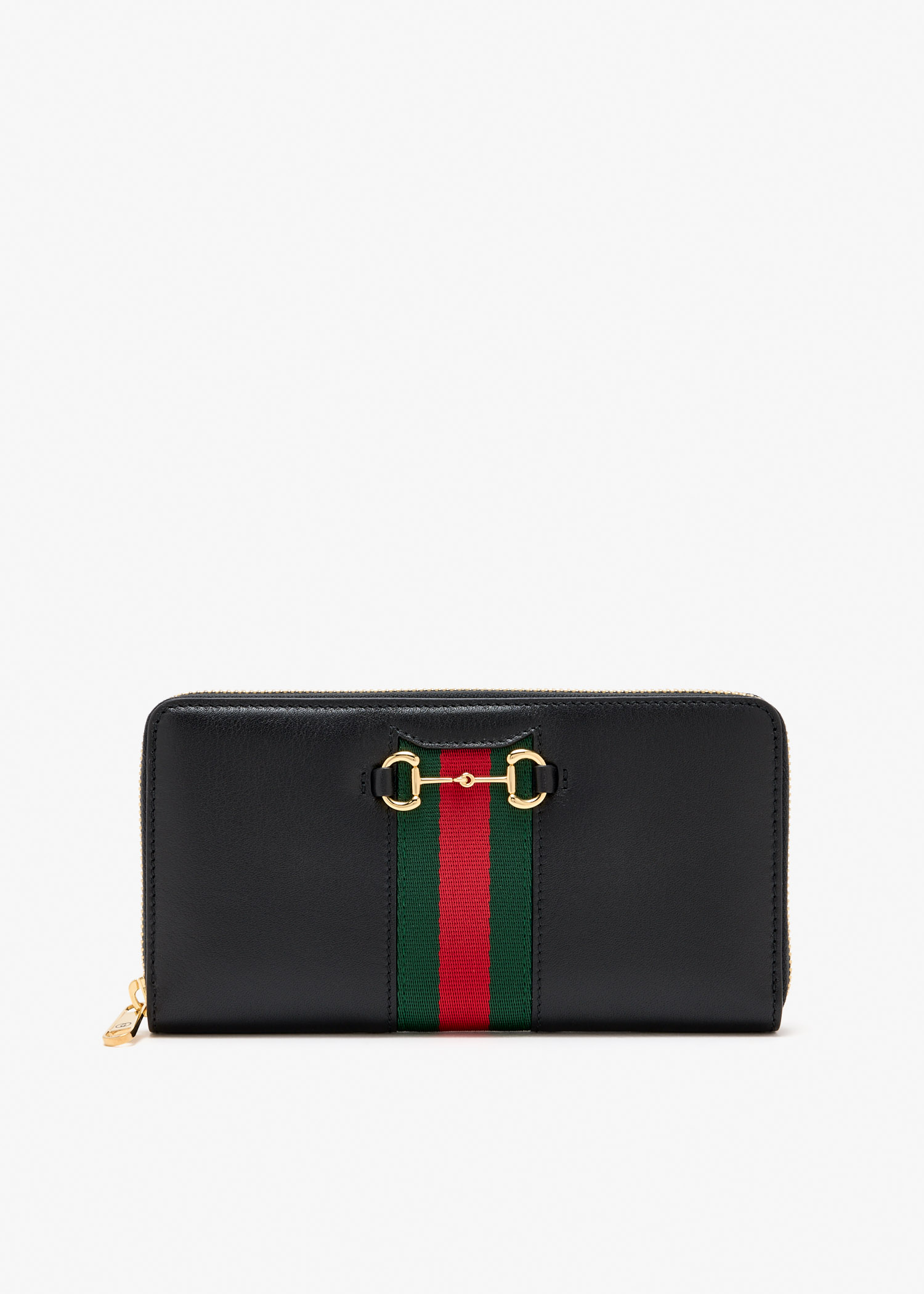 

Horsebit Web zip around wallet, Black