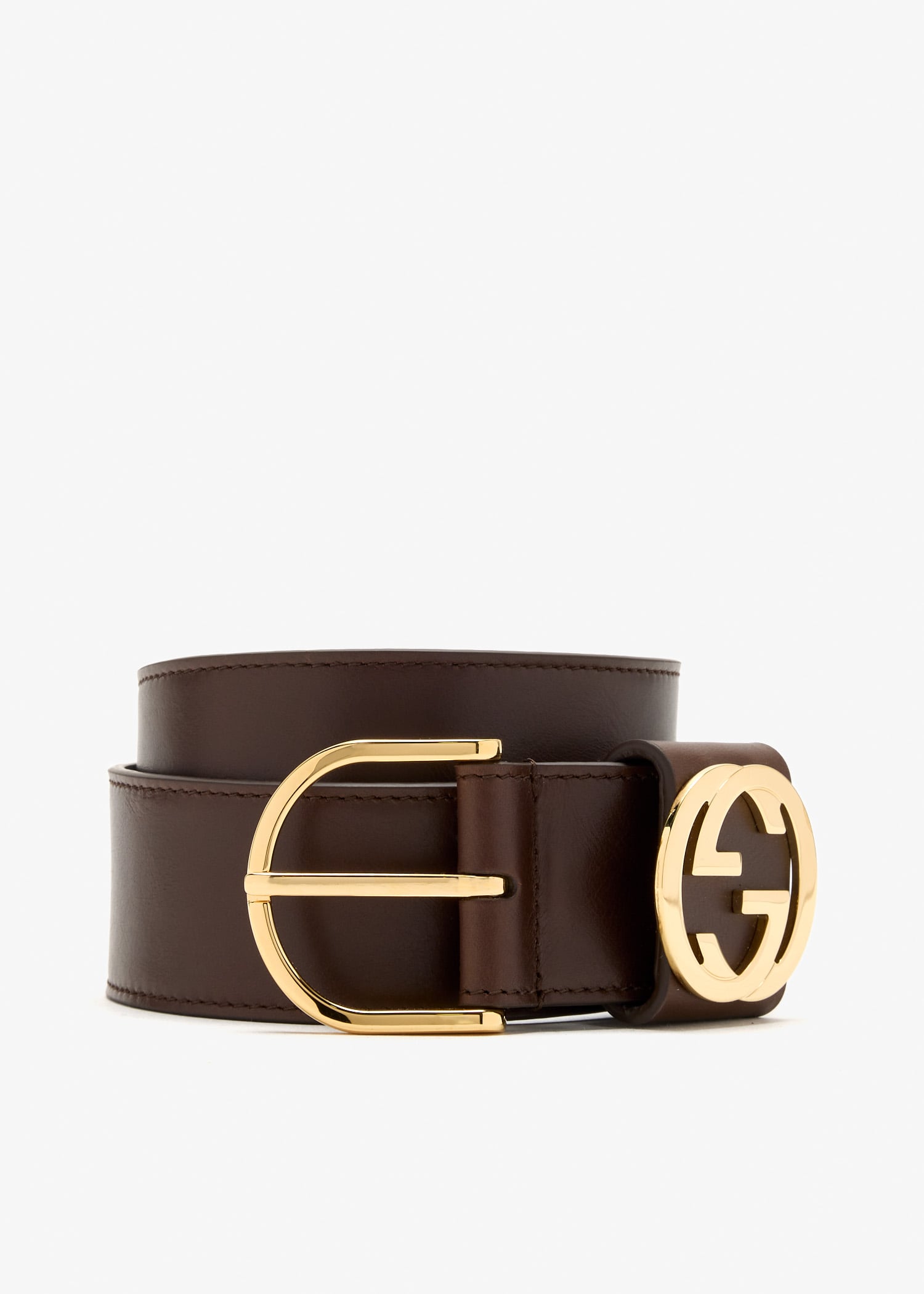 

Interlocking G wide belt, Brown