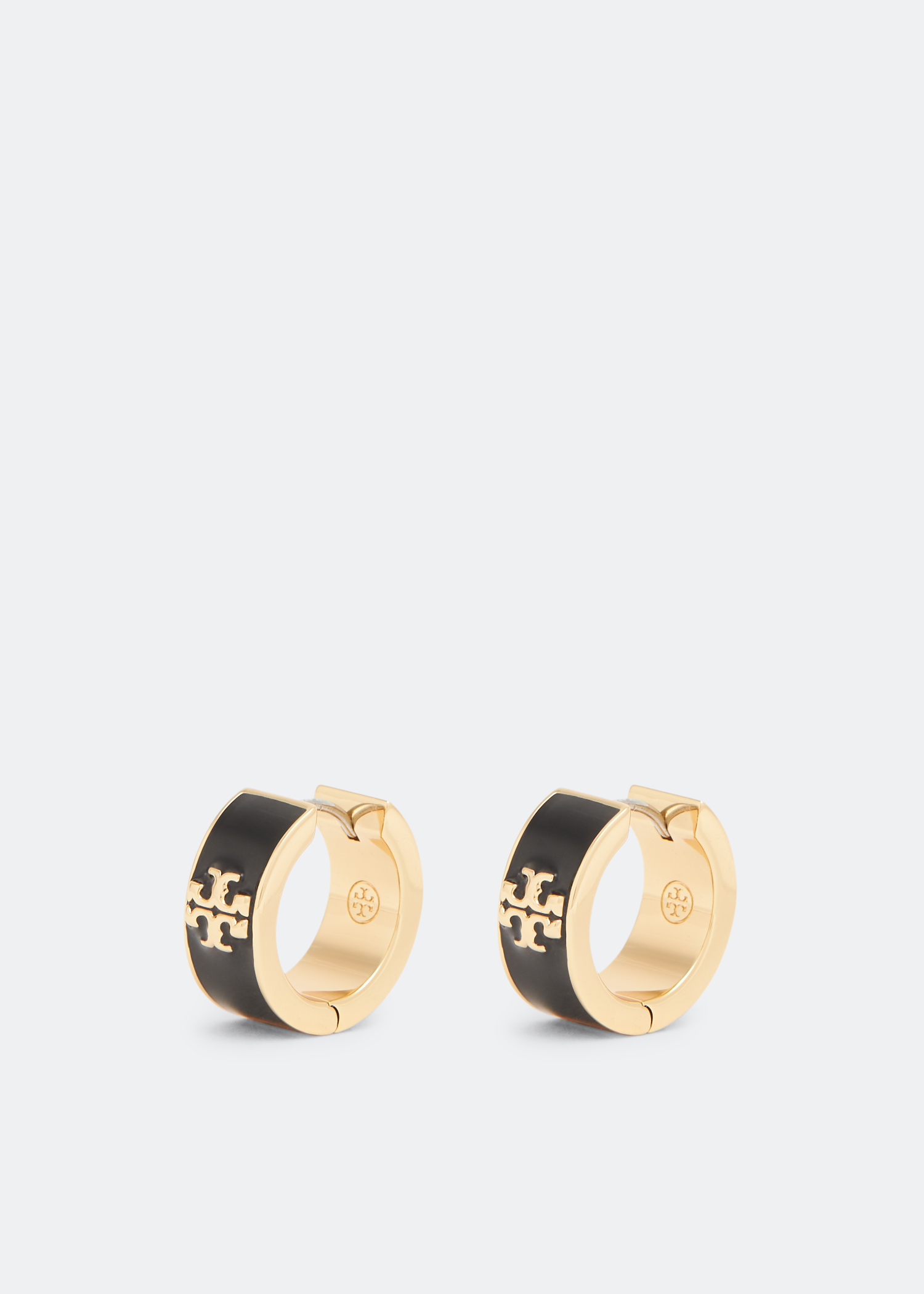 

Kira enamel huggie hoop earrings, Black