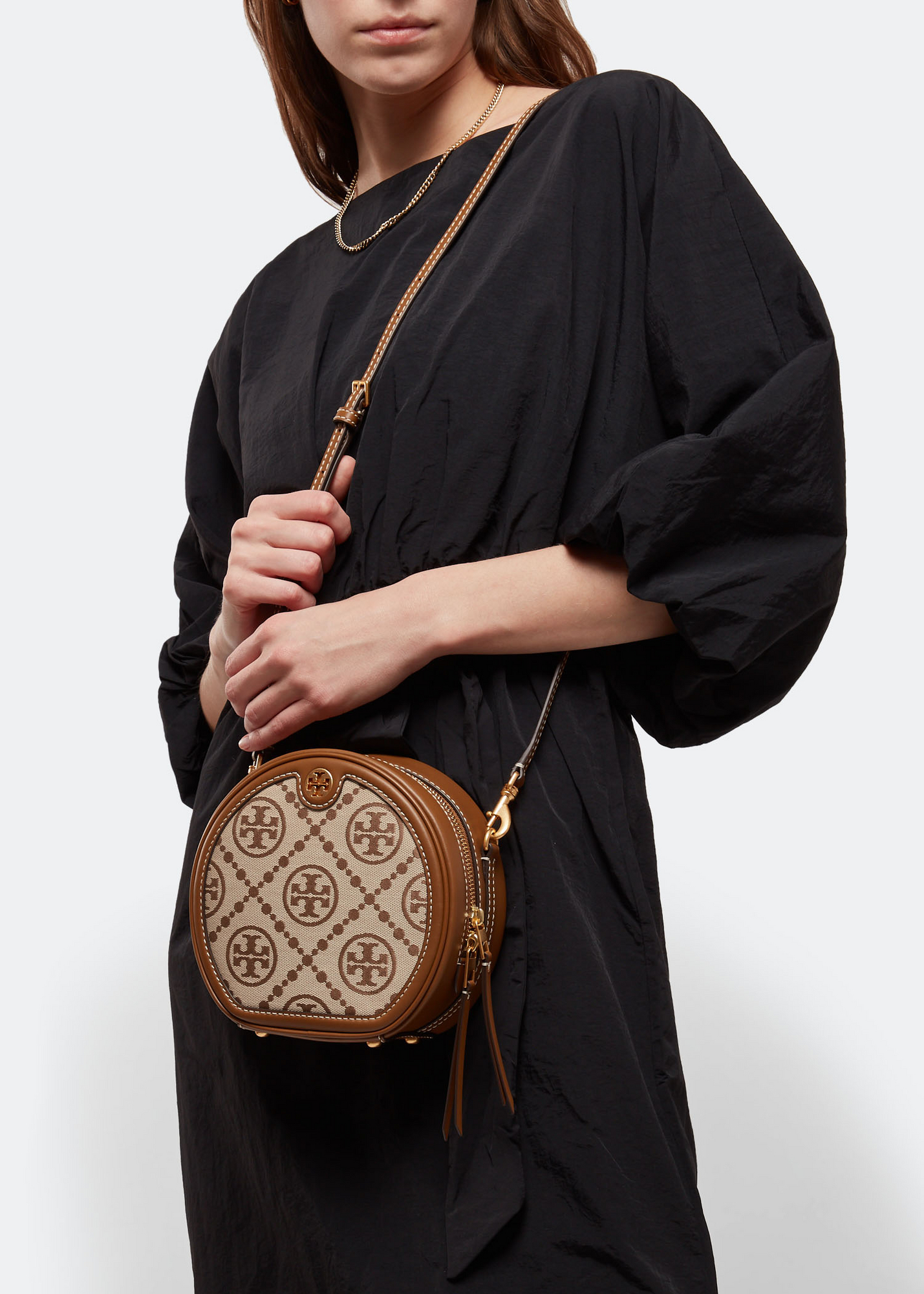 

T Monogram Moon bag, Brown