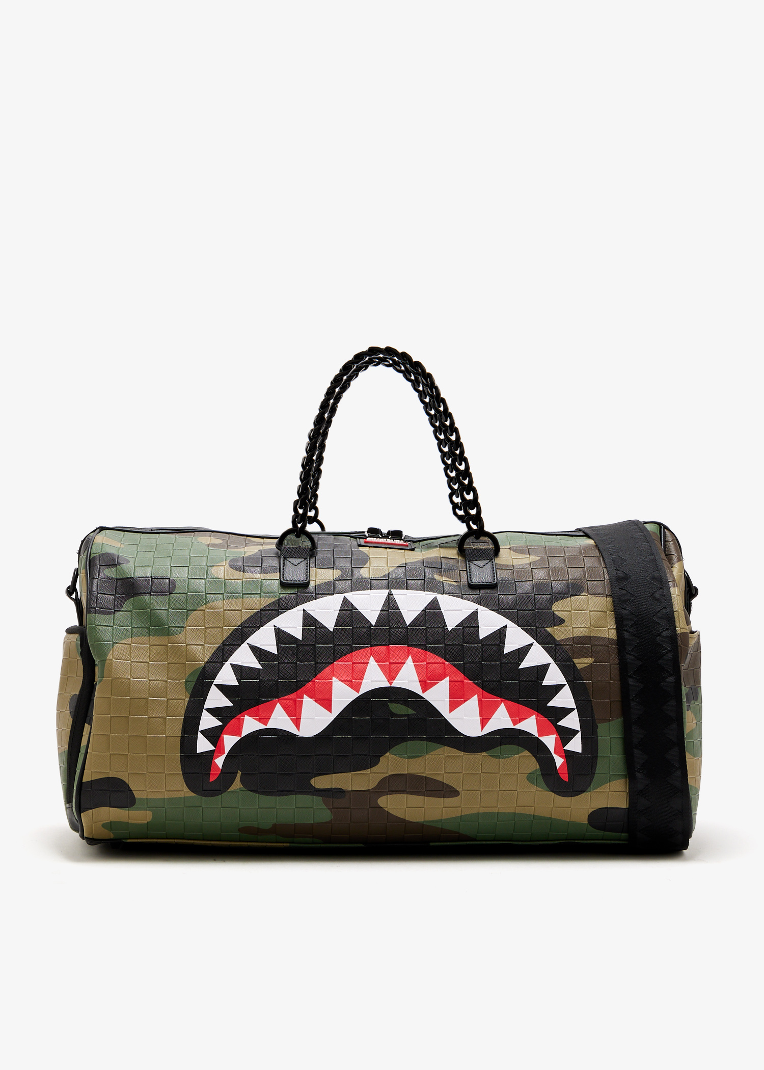 

Woodland camo check duffle bag, Printed