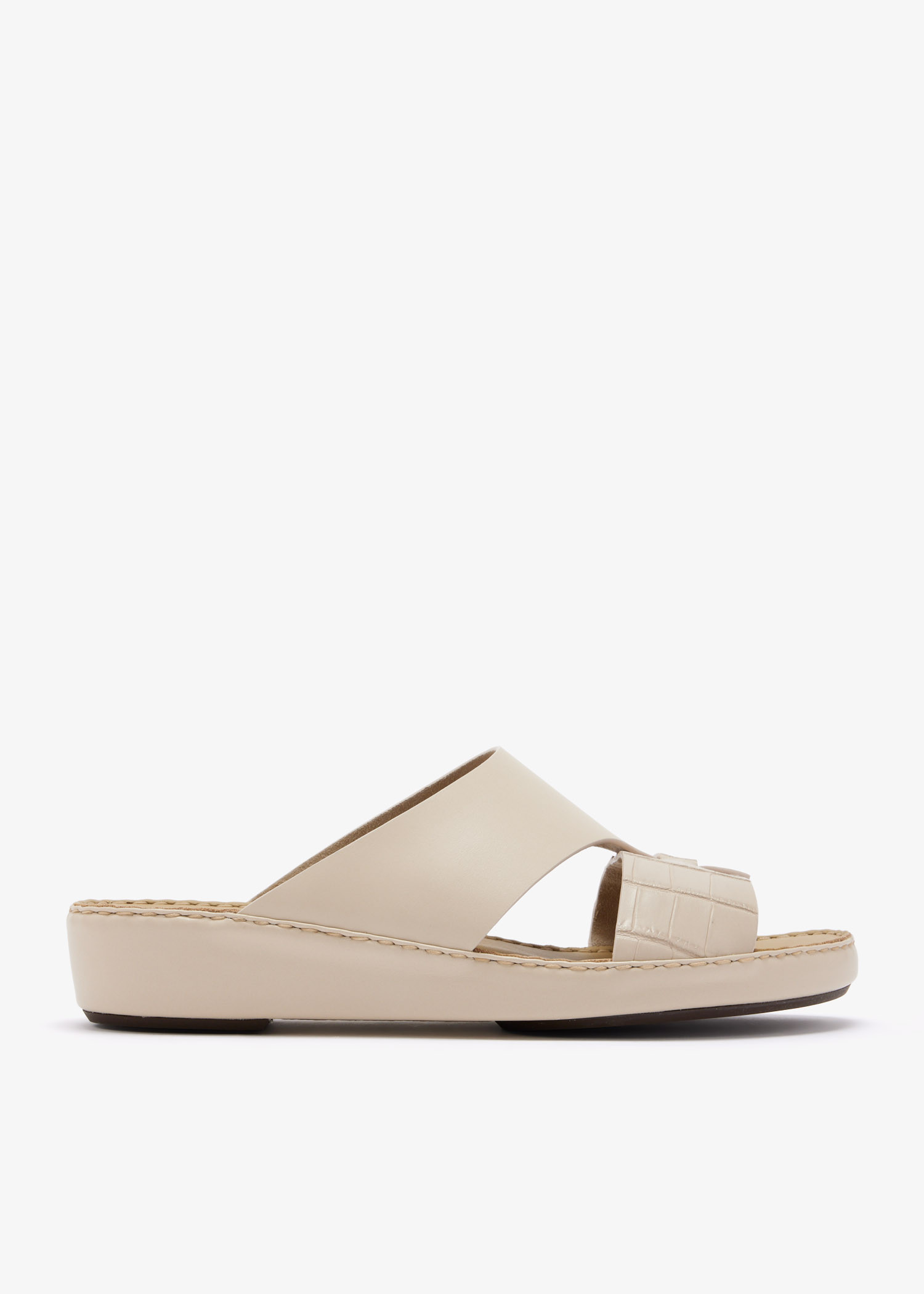 

Looped belt sandals, Beige