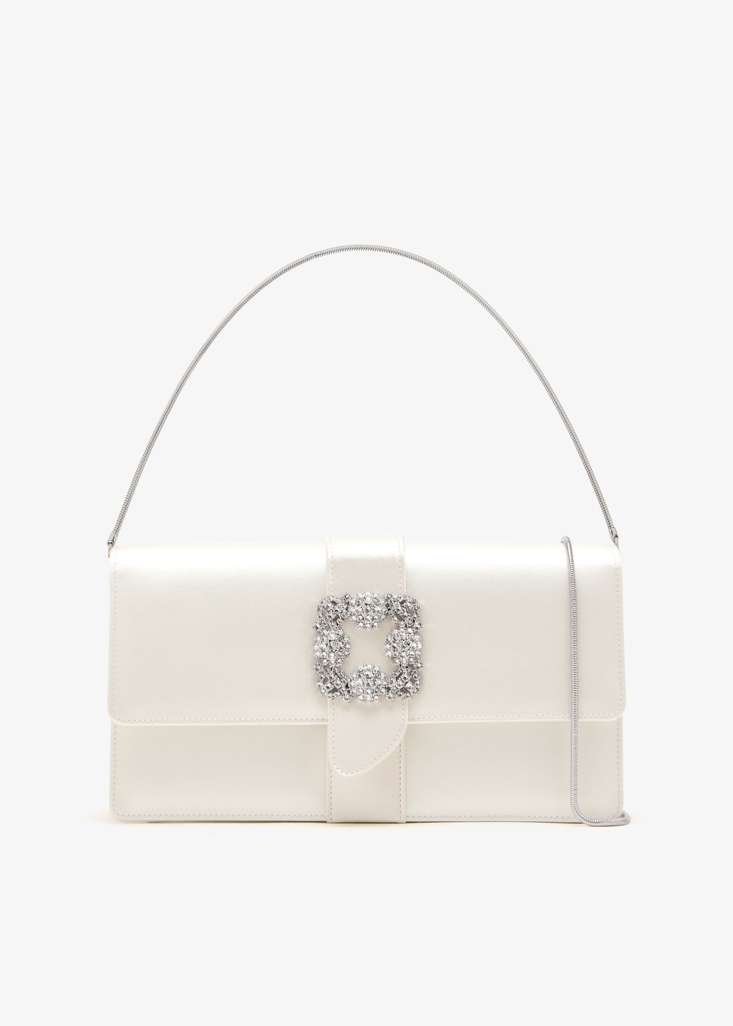 

Capri satin clutch, White