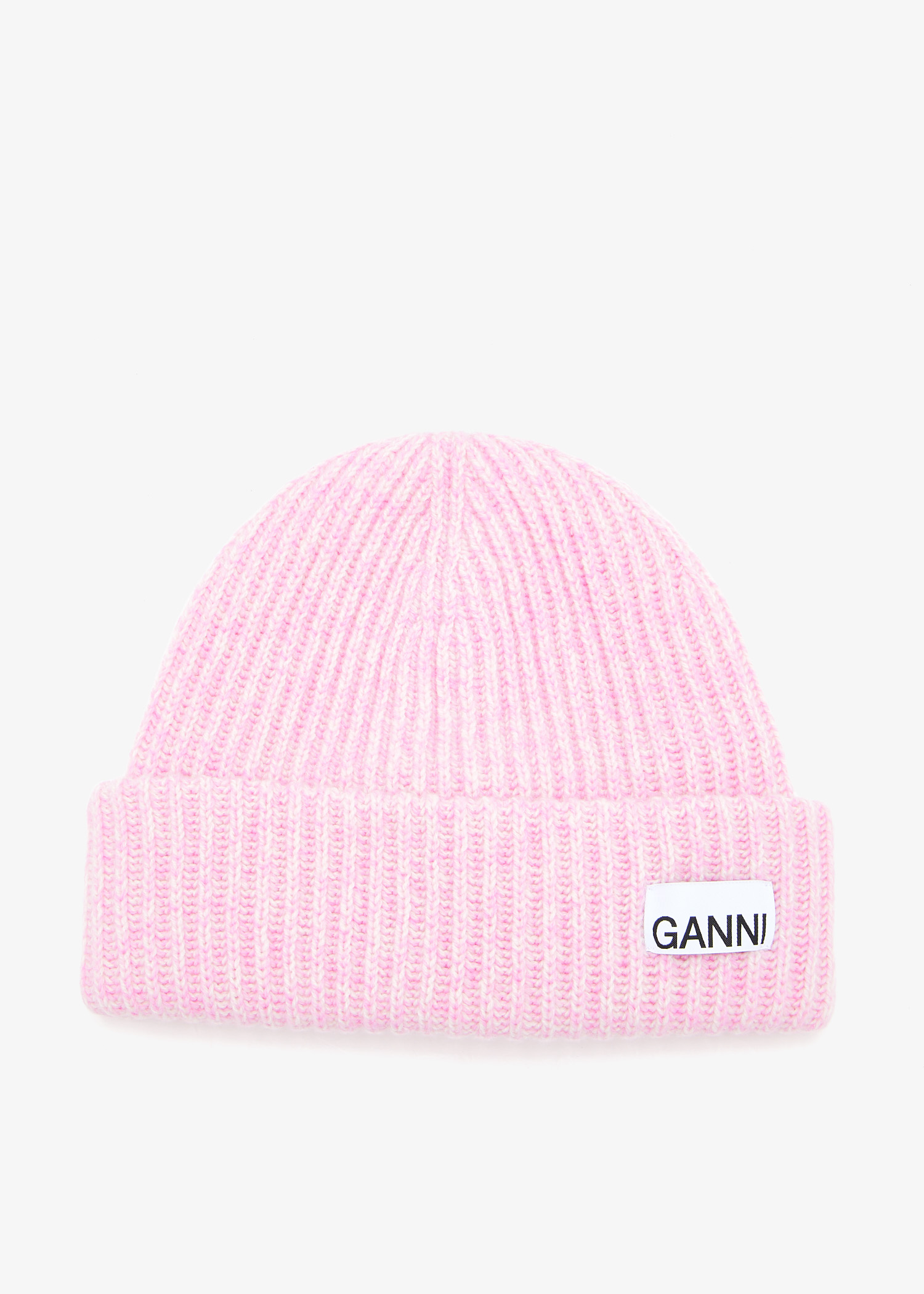 

Loose wool rib knit beanie, Pink