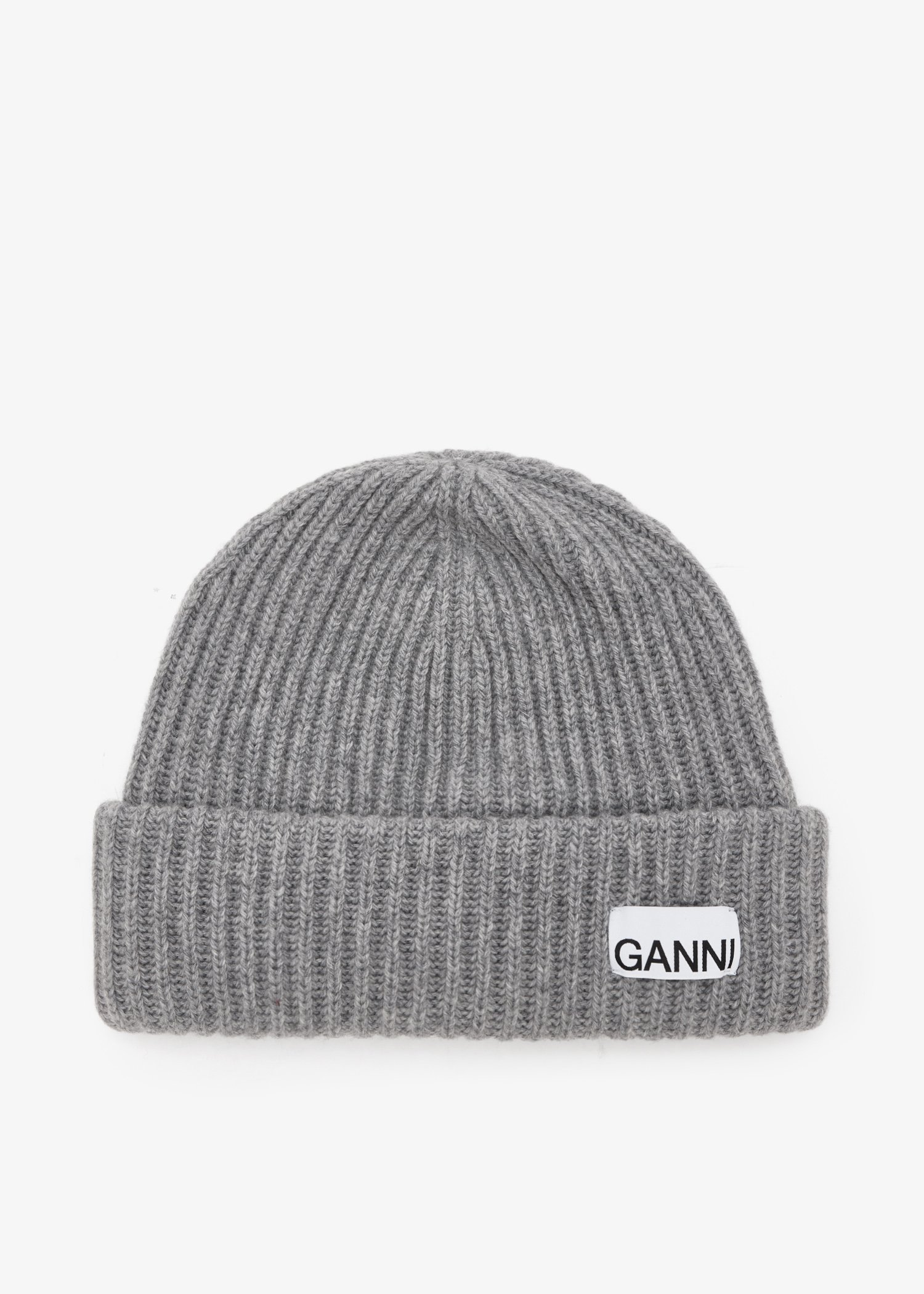 

Oversized wool rib knit beanie, Grey
