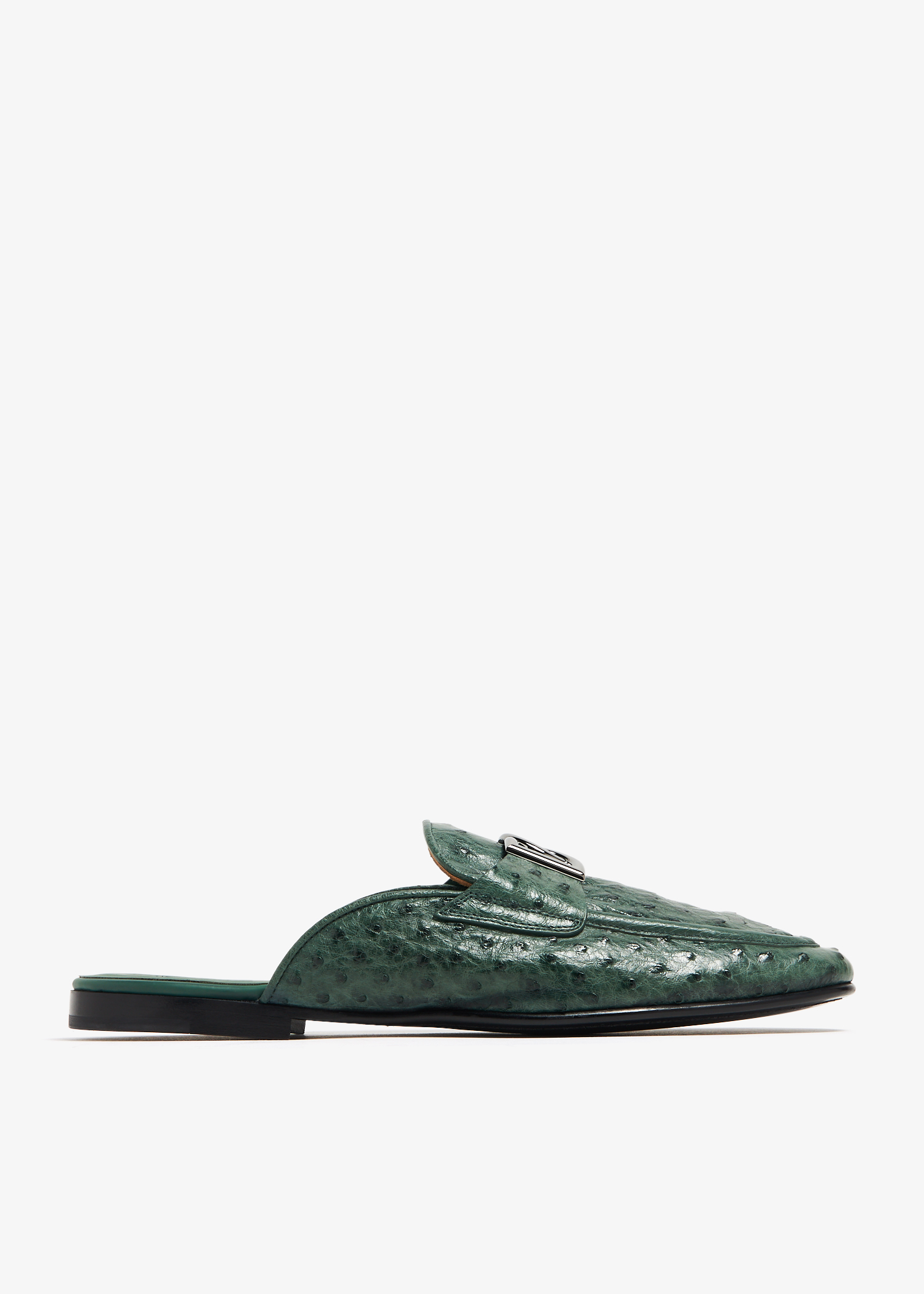 

Ostrich leather slippers, Green