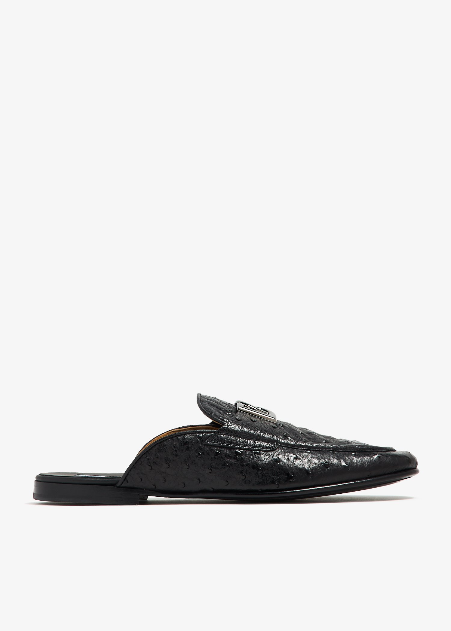 

Ostrich leather slippers, Black