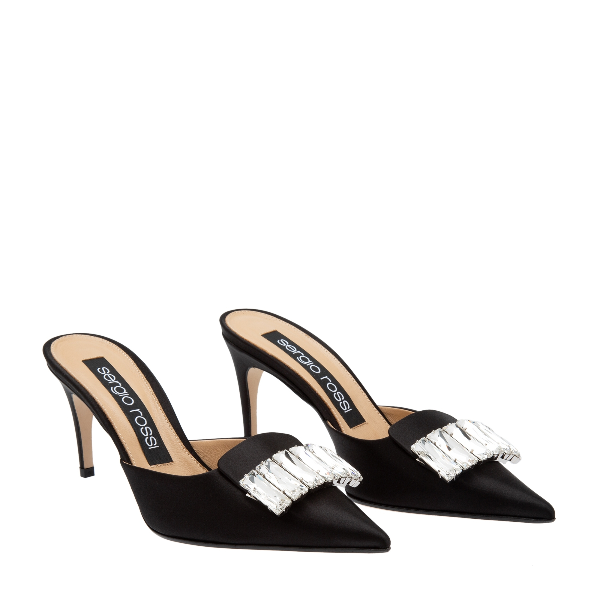 

Satin mules, Black