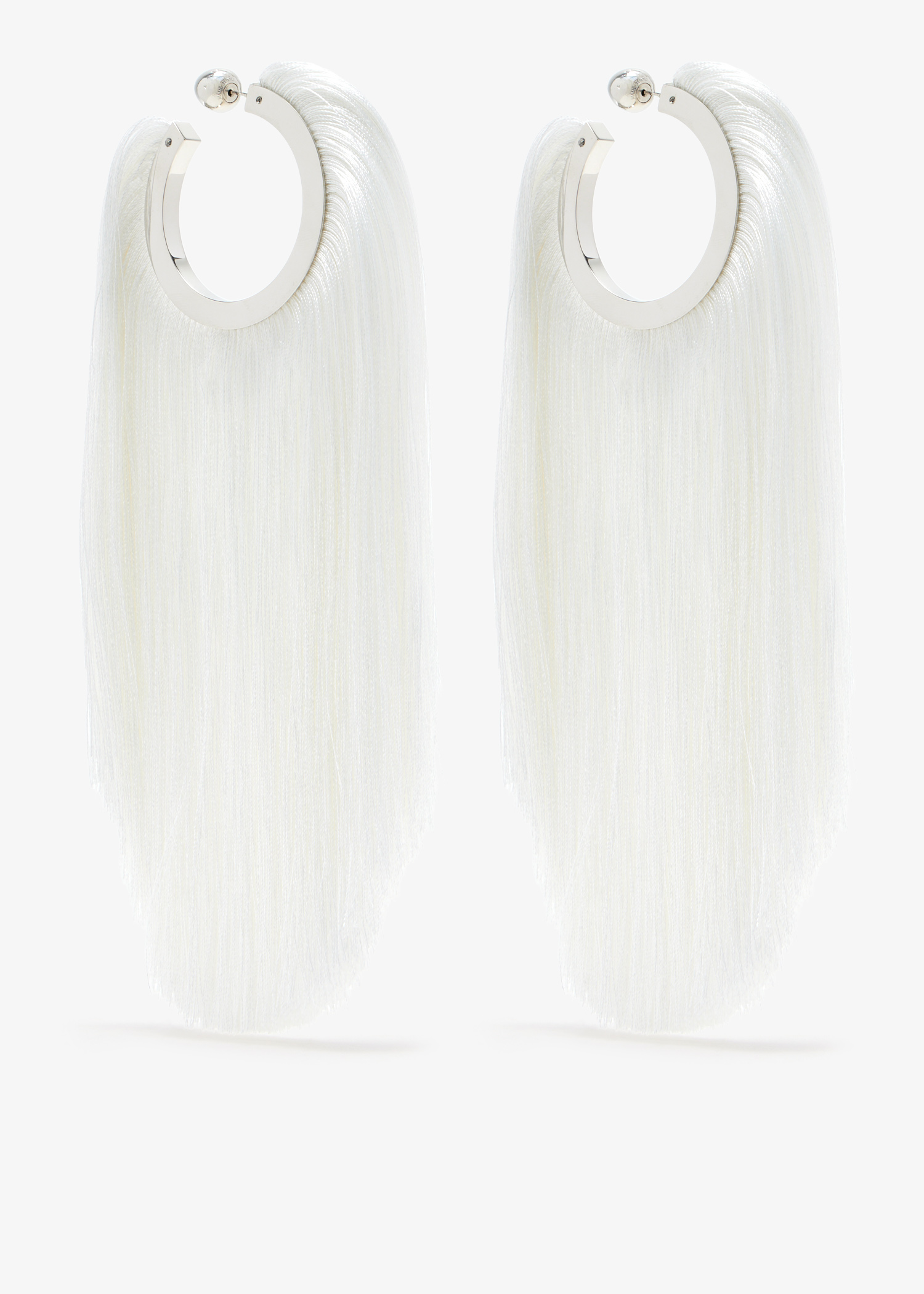 

Fringed hoop earrings, White