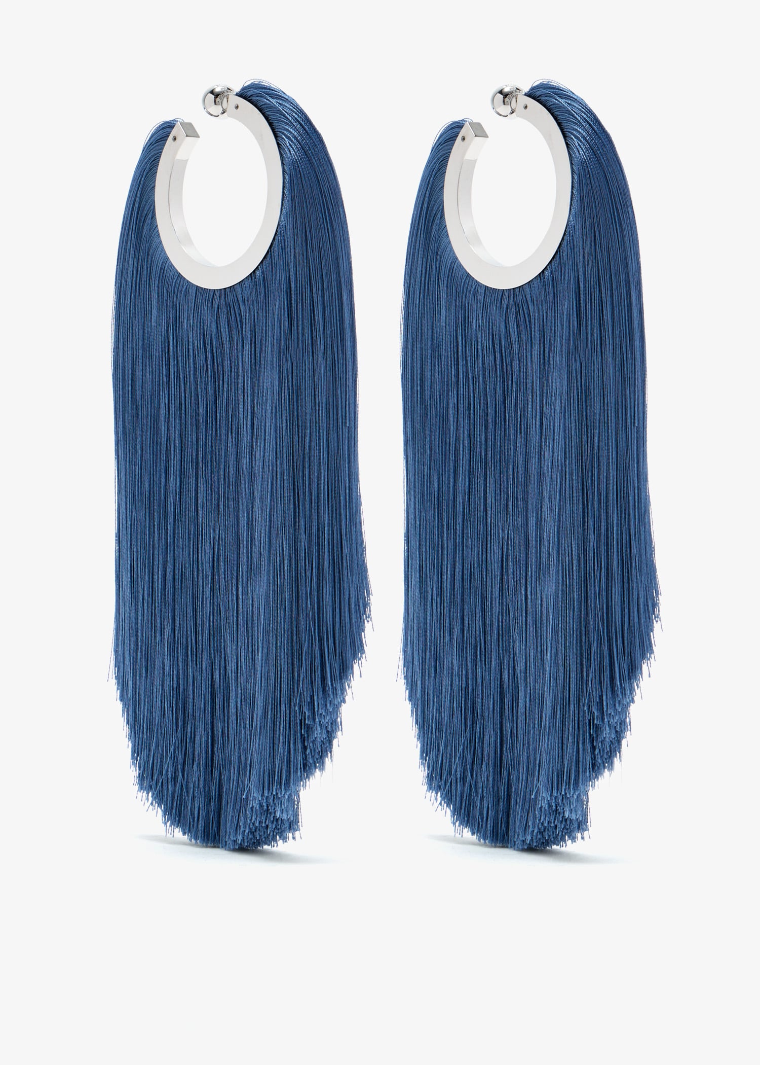 

Fringed hoop earrings, Blue