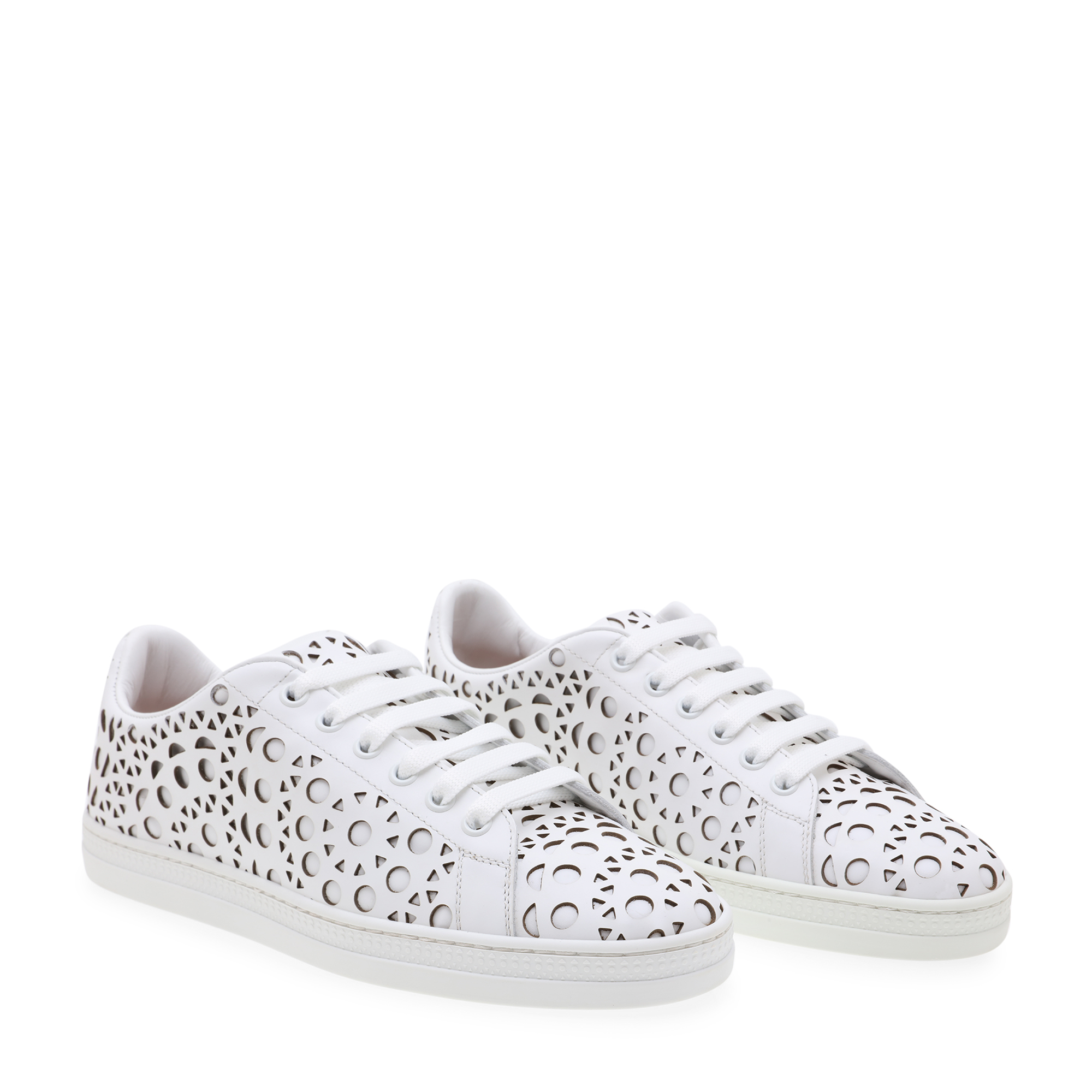 

Laser-cut leather sneakers, White