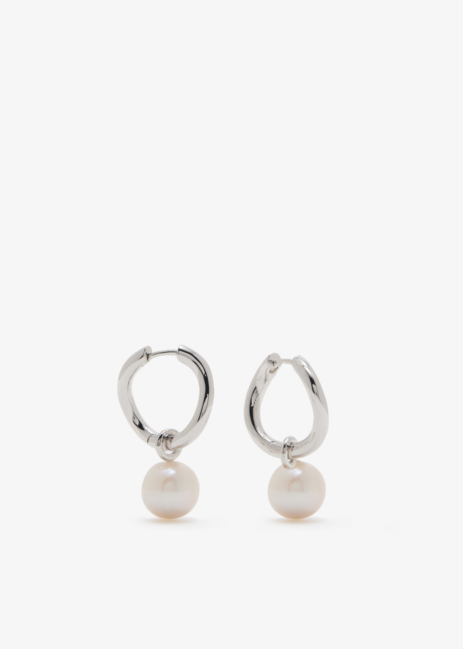 

Serenity Pearl charm hoops, Silver