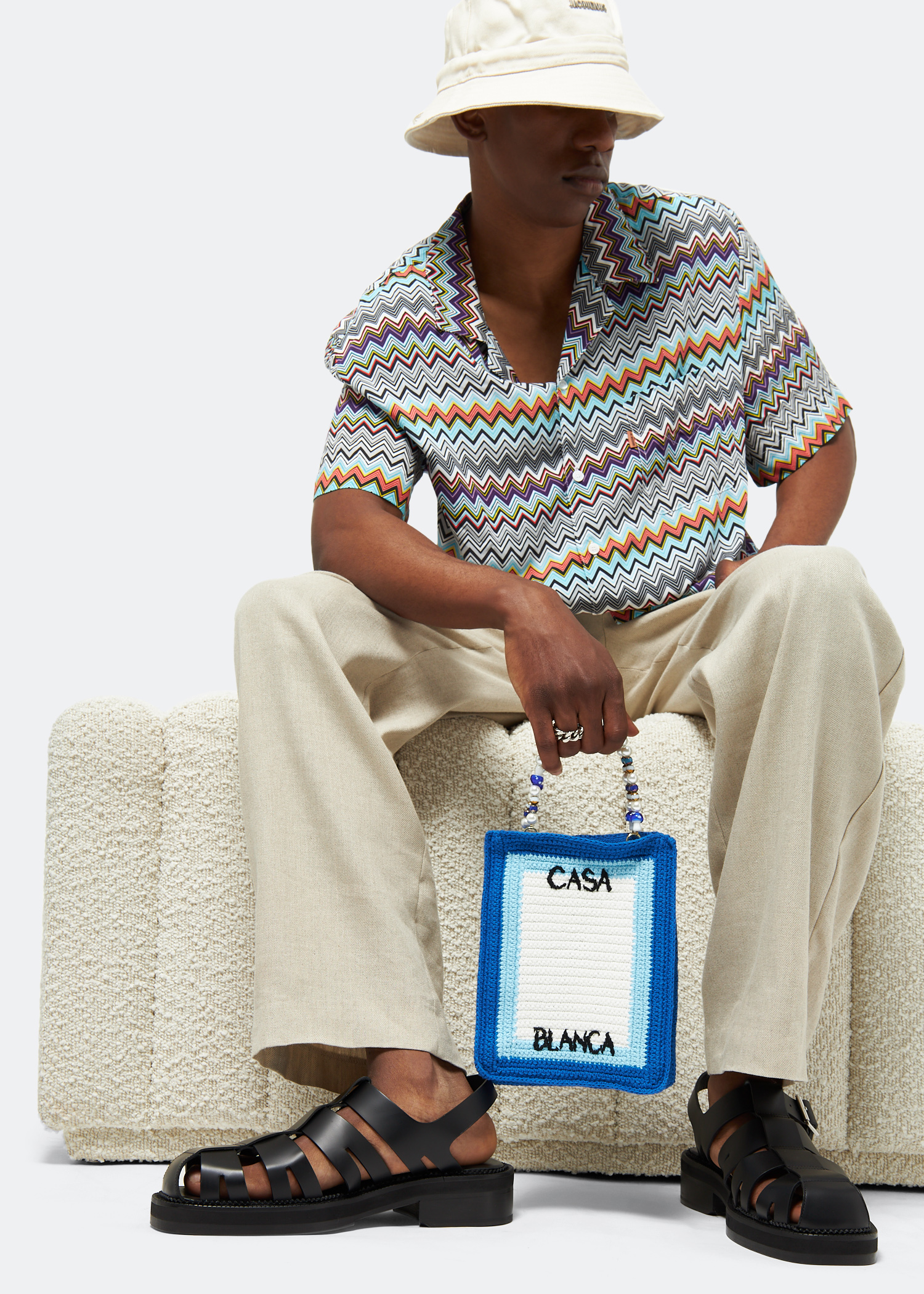 

Tennis beaded crochet bag, Blue