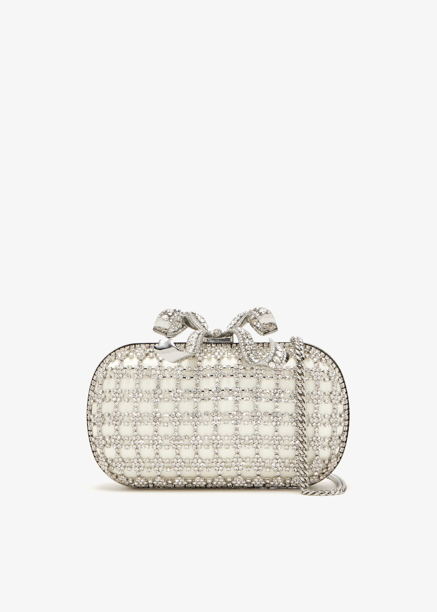 

Crystal embellished clutch, White