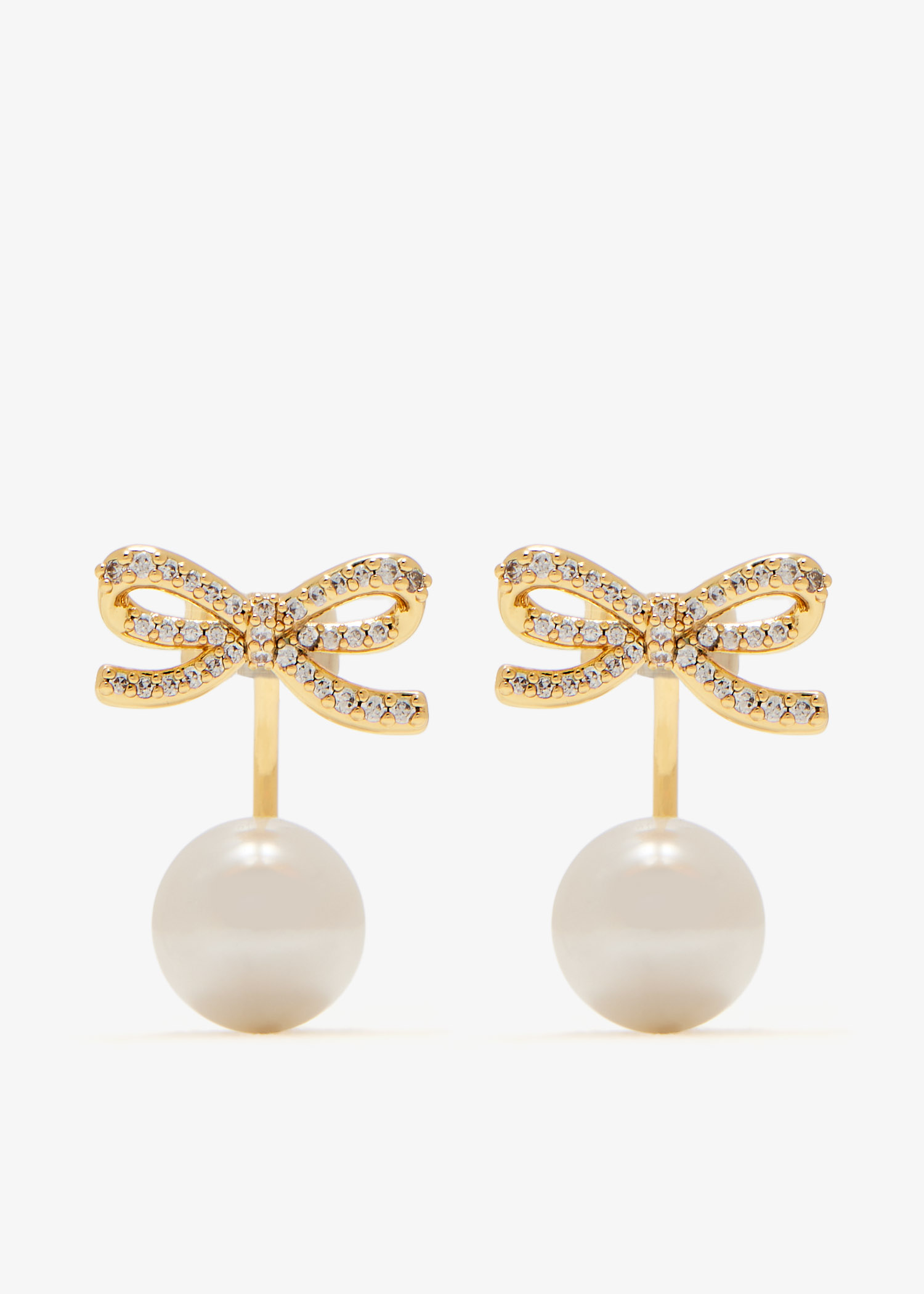 

Bow pearl jacket earrings, Gold