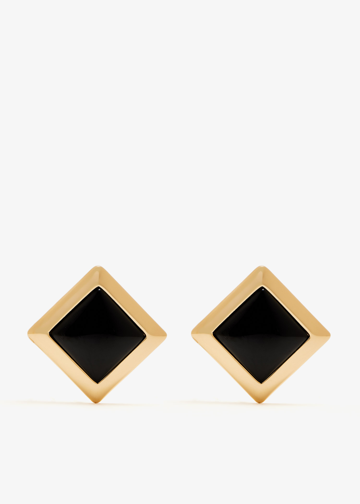 

Enamel gold square earrings, Black