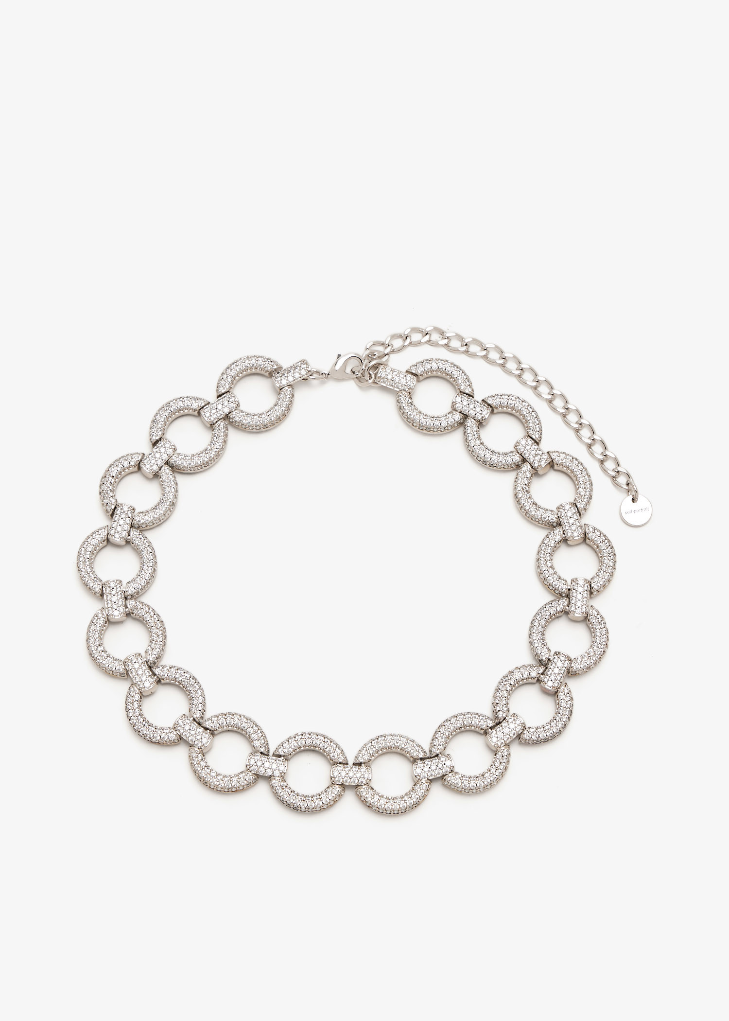 

Crystal link choker, Silver