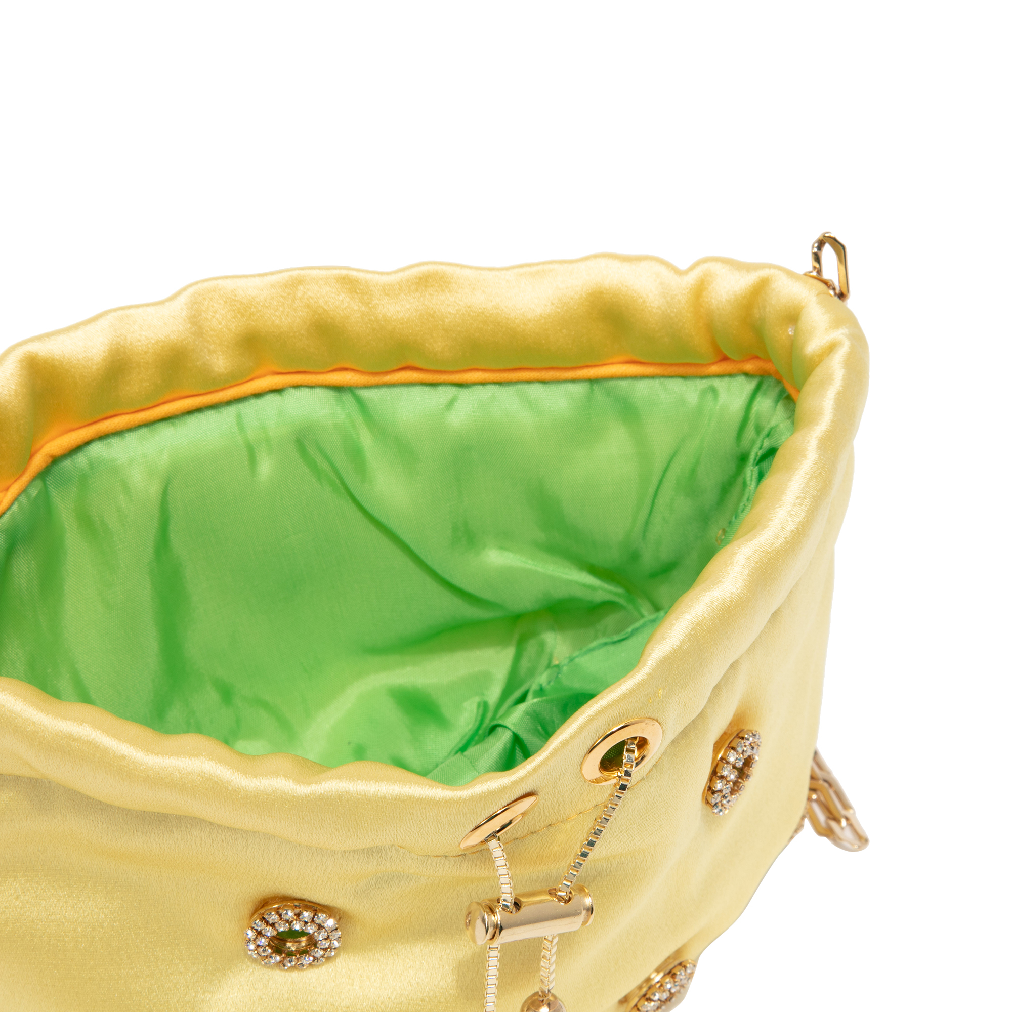 

Satin embellished bag, Yellow