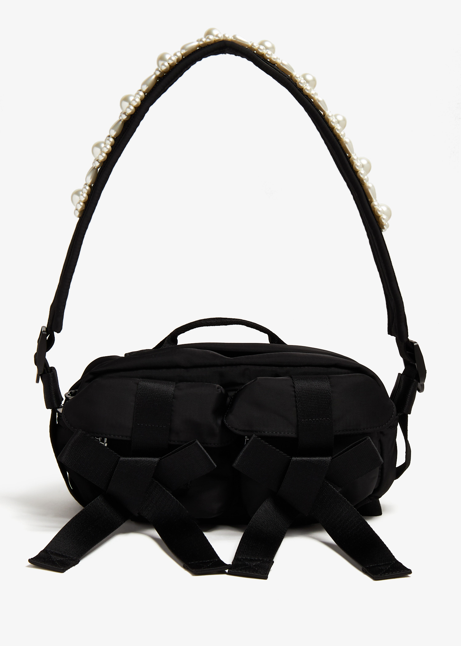 

Beaded classic bow crossbody bag, Black