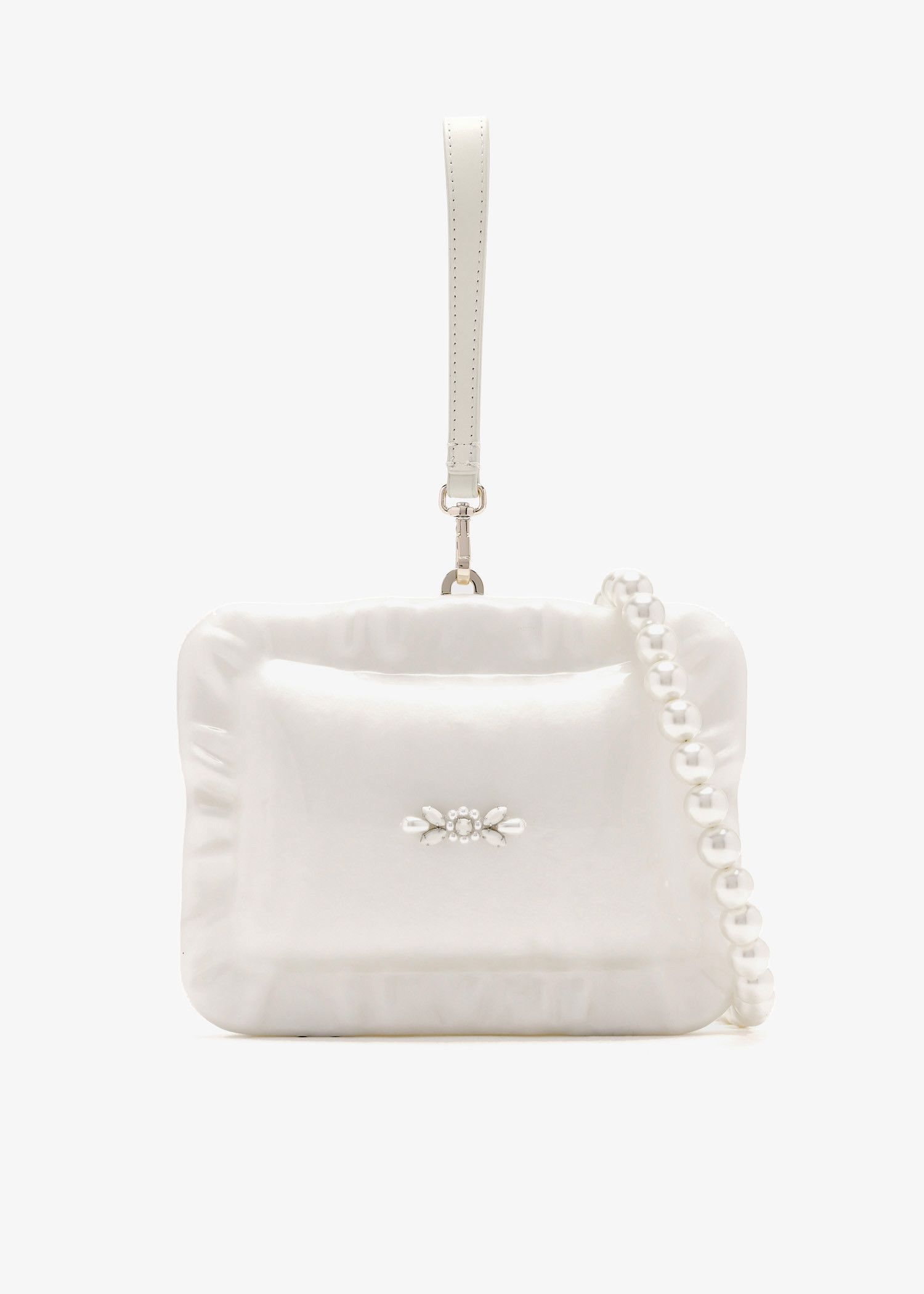 

Pearl pillowcase clutch, White